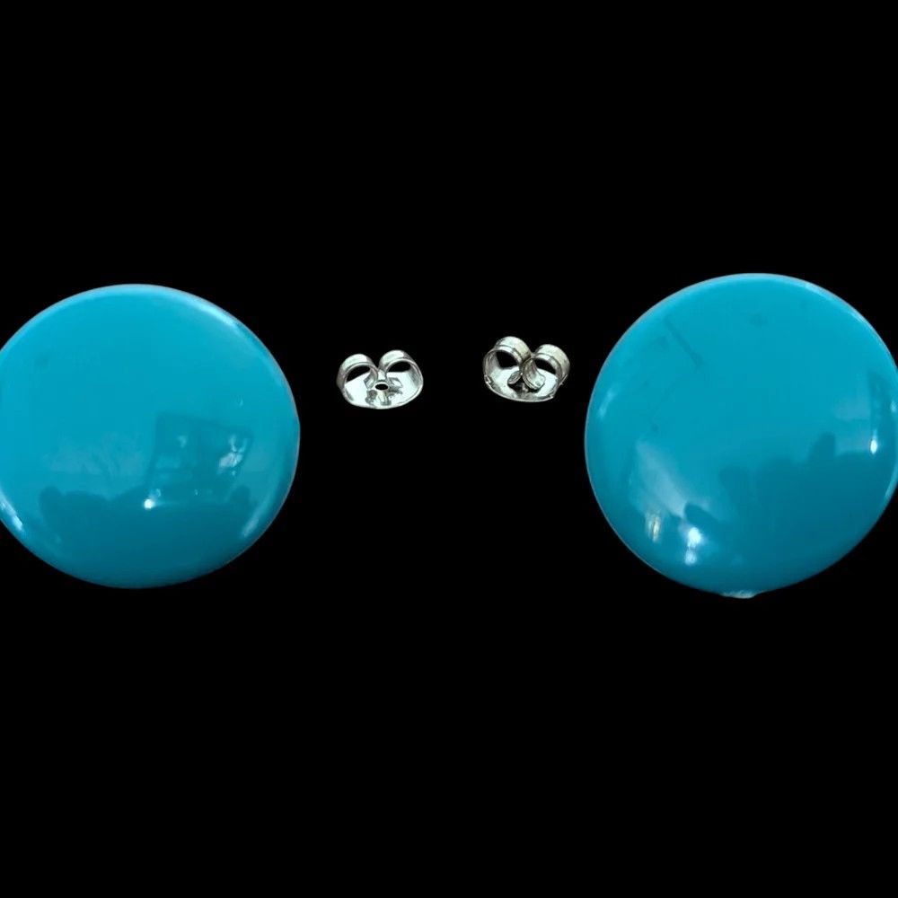 The Unbranded Brand Vintage 0.75" Blue Round Fashion Pierced Earrings Boho 60's Size ONE SIZE - 3 Thumbnail