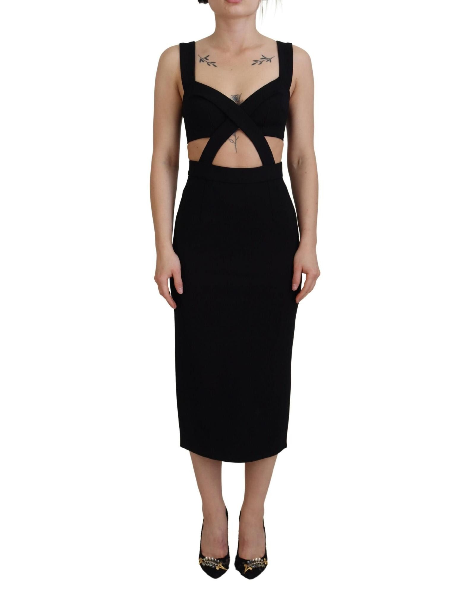 image of Dolce Gabbana Gorgeous Sleeveless Midi Dress in Black, Women's (Size XS)