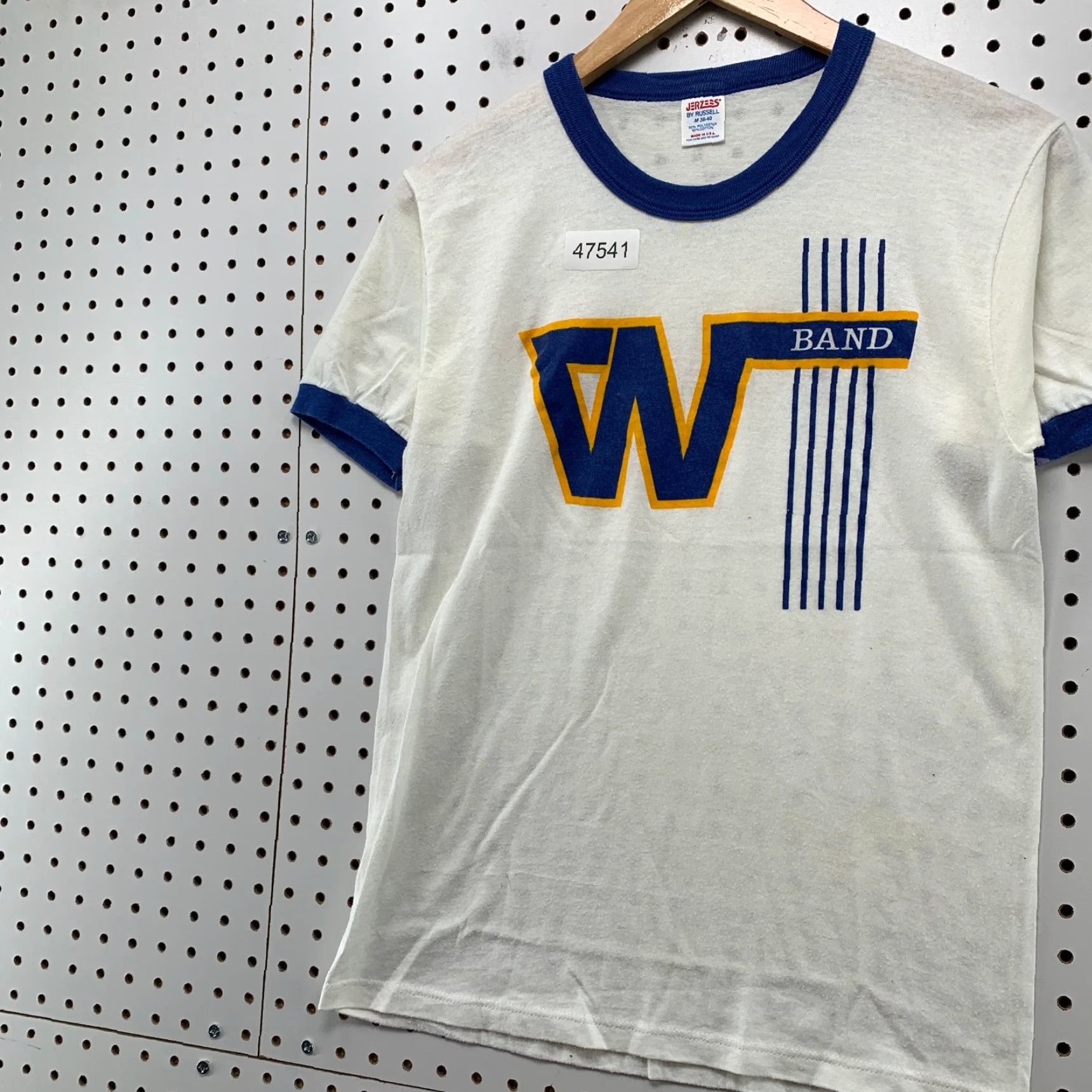 Vintage VINTAGE Russell T Shirt Mens M White Blue Ringer 70s 80s USA Short Sleeve Crew Neck Cotton Graphic Print User: T Shirt Size US M / EU 48-50 / 2 - 5 Thumbnail