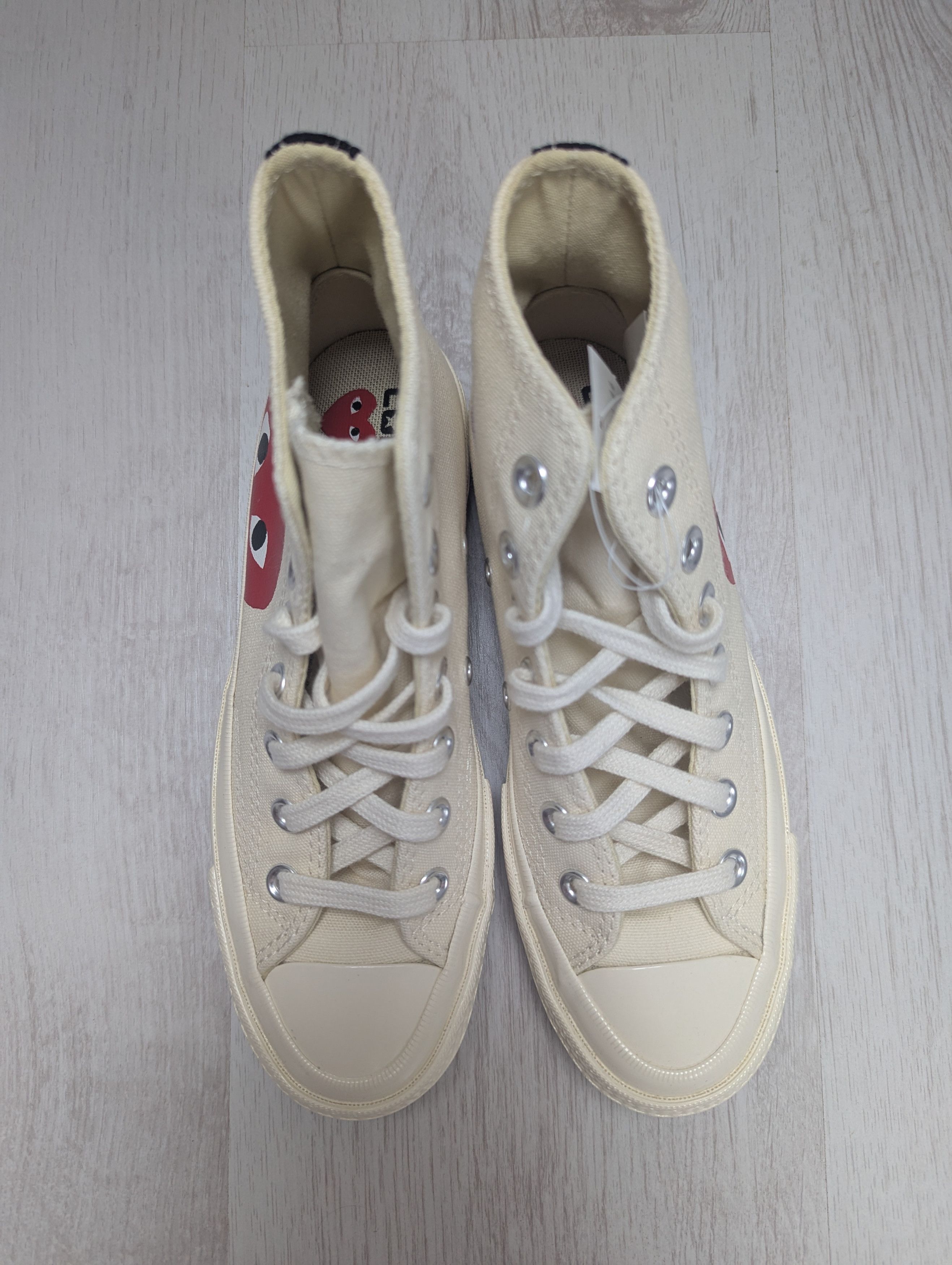 Comme des Garcons PLAY × Converse Converse Chuck Taylor All Star High White Cream Red Heart Size US 5 / IT 35 - 9 Thumbnail