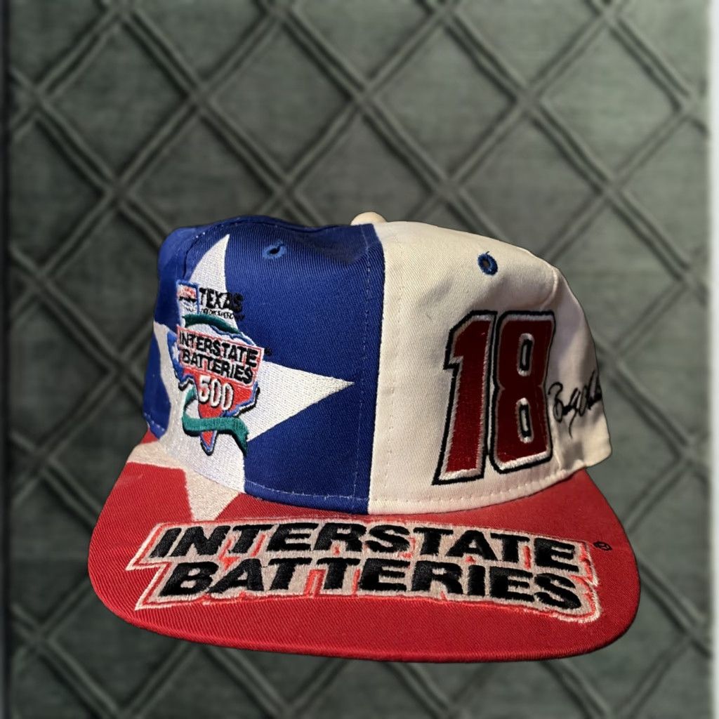Chase Authentics VINTAGE NASCAR Racing Bobby Labonte Texas Flag Red White Blue SnapBack Hat Size ONE SIZE - 1 Thumbnail