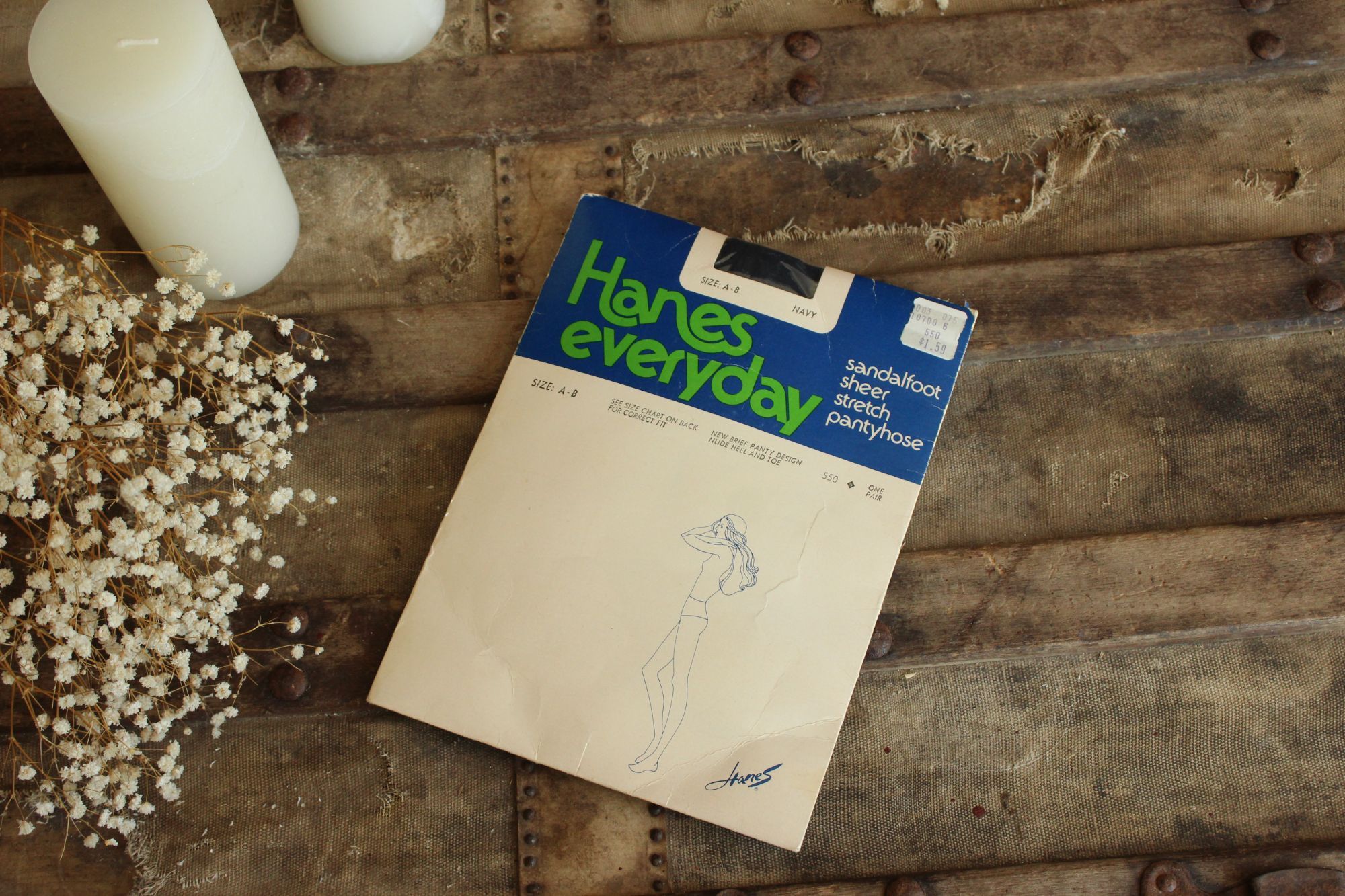 Hanes Vintage 1980s 1990s Pantyhose, New NOS, Hanes Navy, Size A-B Size ONE SIZE - 1 Thumbnail