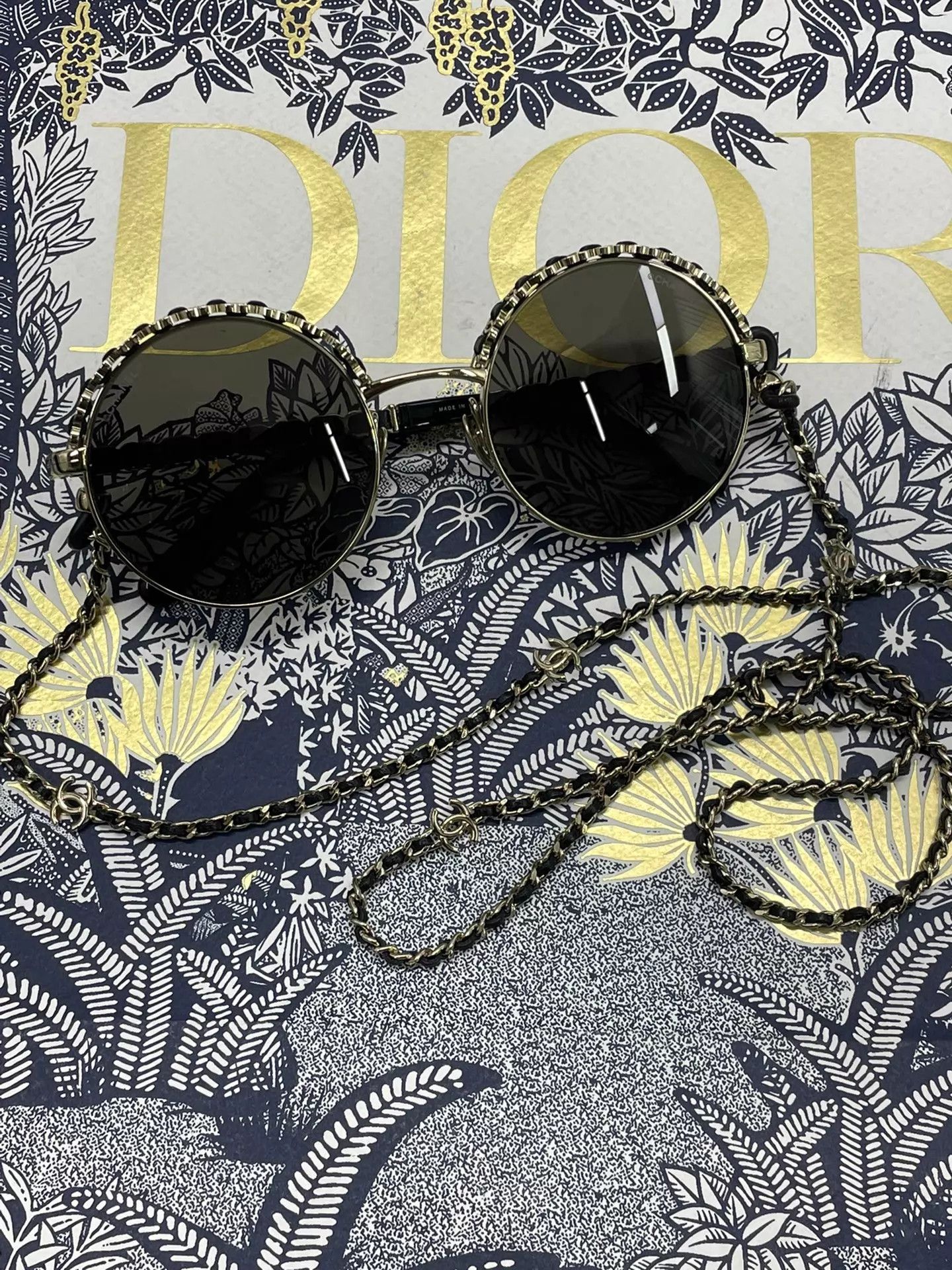 Chanel Chanel Leather Chain Full Logo Sunglasses Size ONE SIZE - 2 Thumbnail