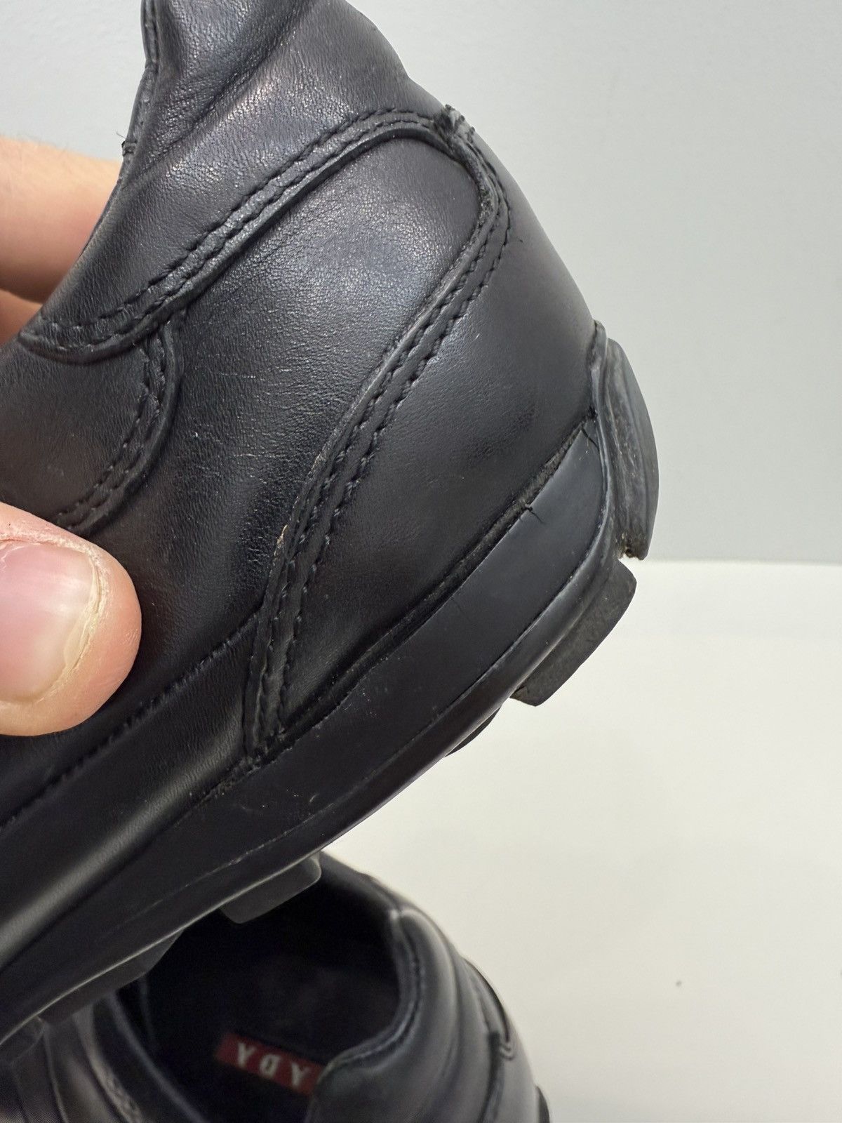 Prada Vintage Prada Red Label Black Leather Sneakers Size US 8 / IT 38 - 11 Thumbnail