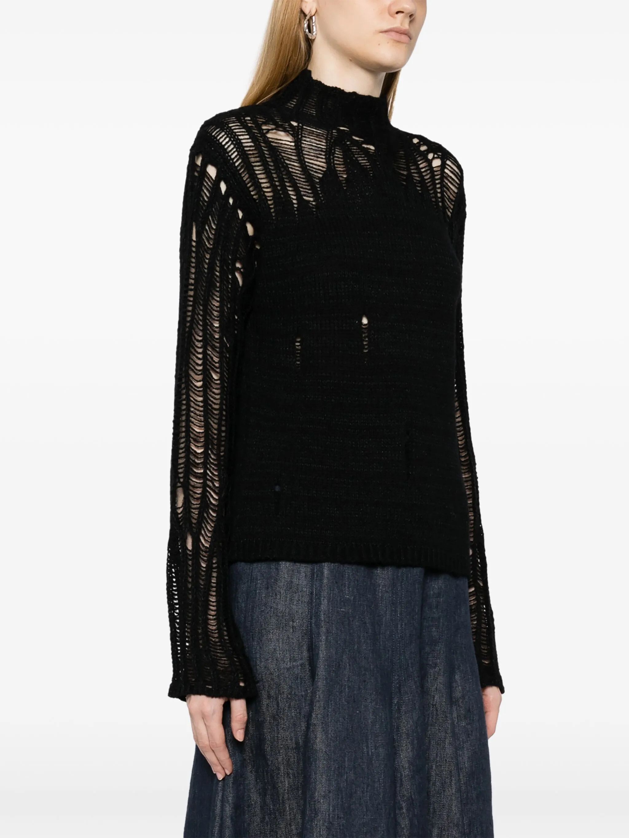 Chloe o1y0825 Turtleneck Sweater in Black Size L / US 10 / IT 46 - 3 Thumbnail