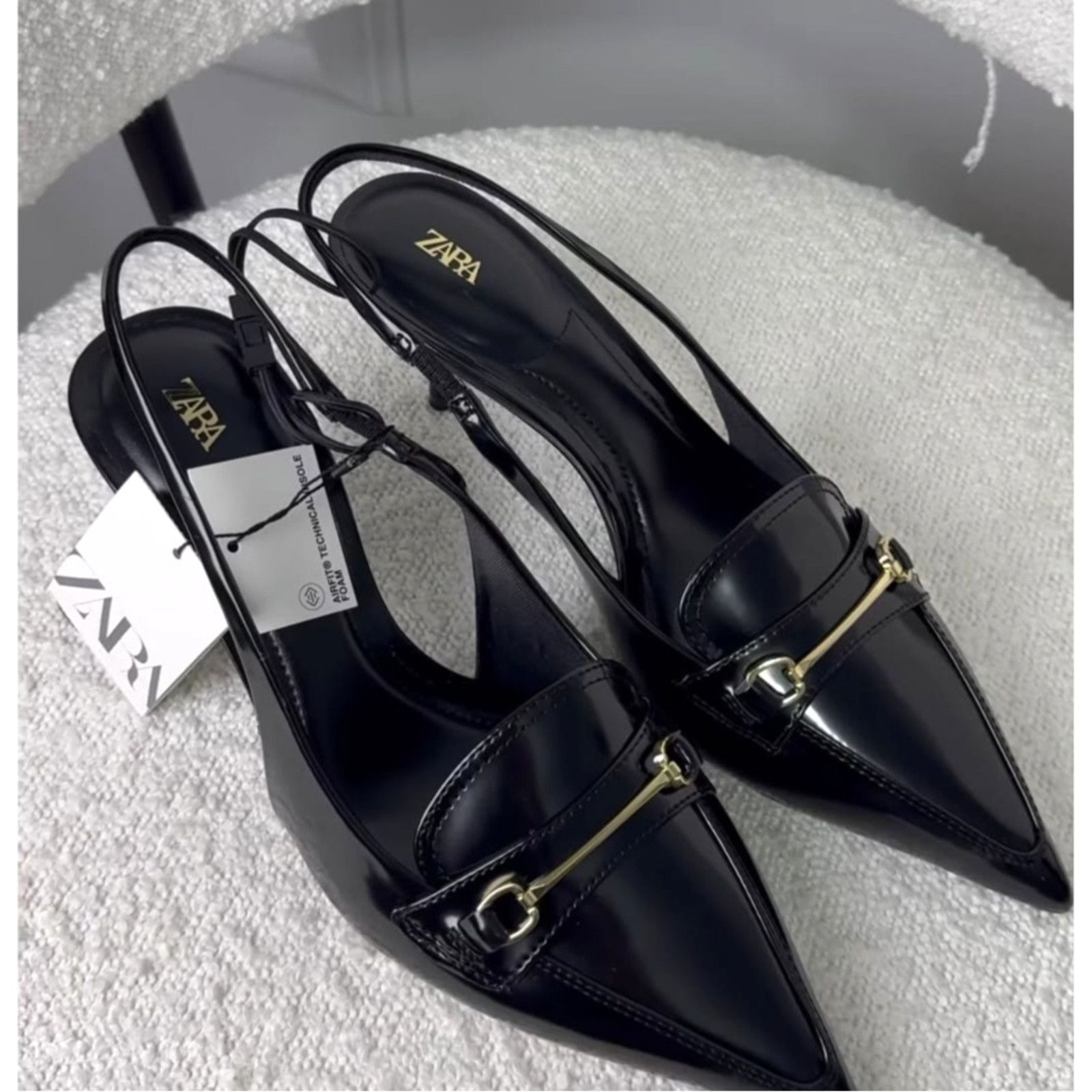 Zara ZARA Black Embellished Slingbacks NWT Size US 10 / IT 40 - 10 Thumbnail