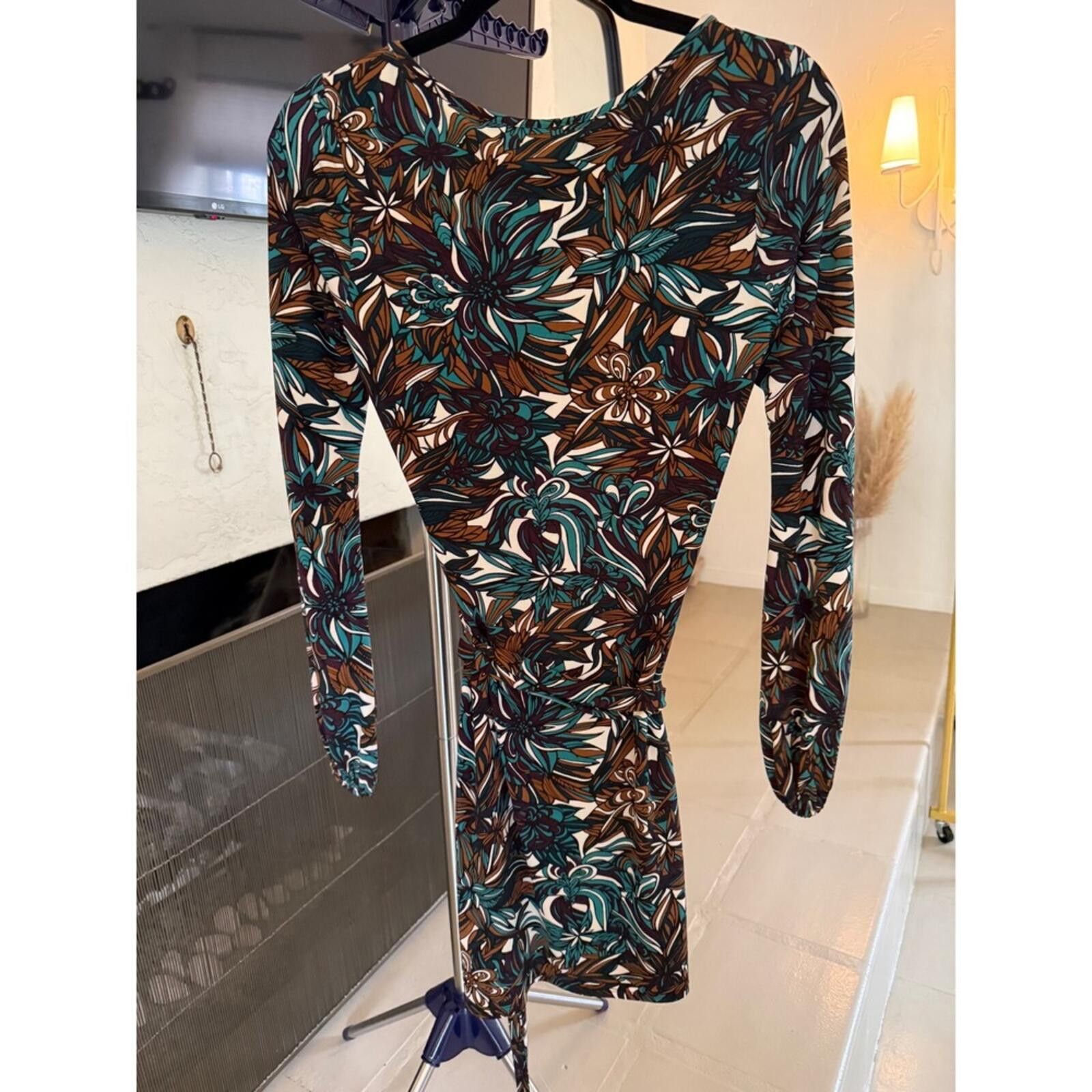 Other Laundry by Shelli Segal Floral Wrap Dress Long Sleeve 0 Size XS / US 0-2 / IT 36-38 - 3 Thumbnail