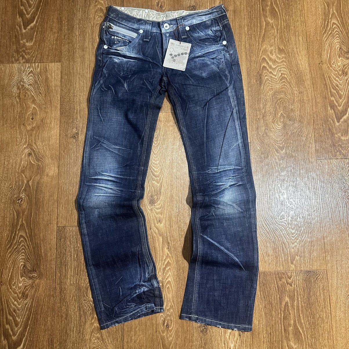 G-Star G STAR RAW 3301 Faded Dark Wash Jeans Size 32 Size 24" / US 00 / IT 34 - 1 Thumbnail