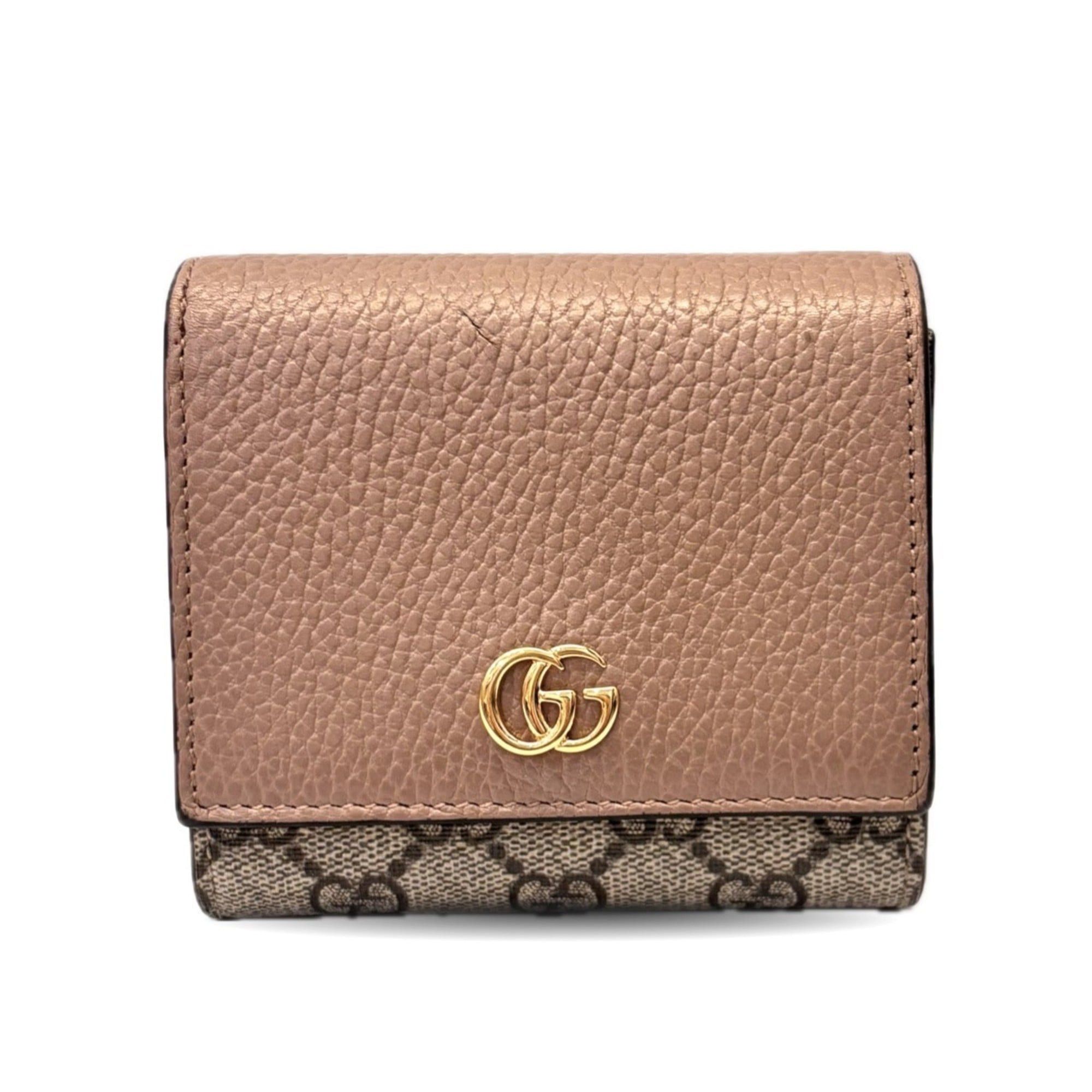 Gucci Gucci GG Marmont Leather Bifold Wallet, Women's, Pink and Beige, 598587 Size ONE SIZE - 1 Thumbnail