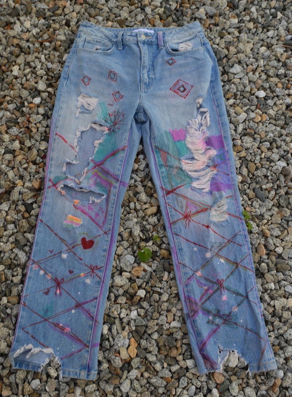 Handmade VINTAGE DENIM ART HANDPAINTED SIZE 26 Size 26" / US 2 / IT 38 - 3 Thumbnail