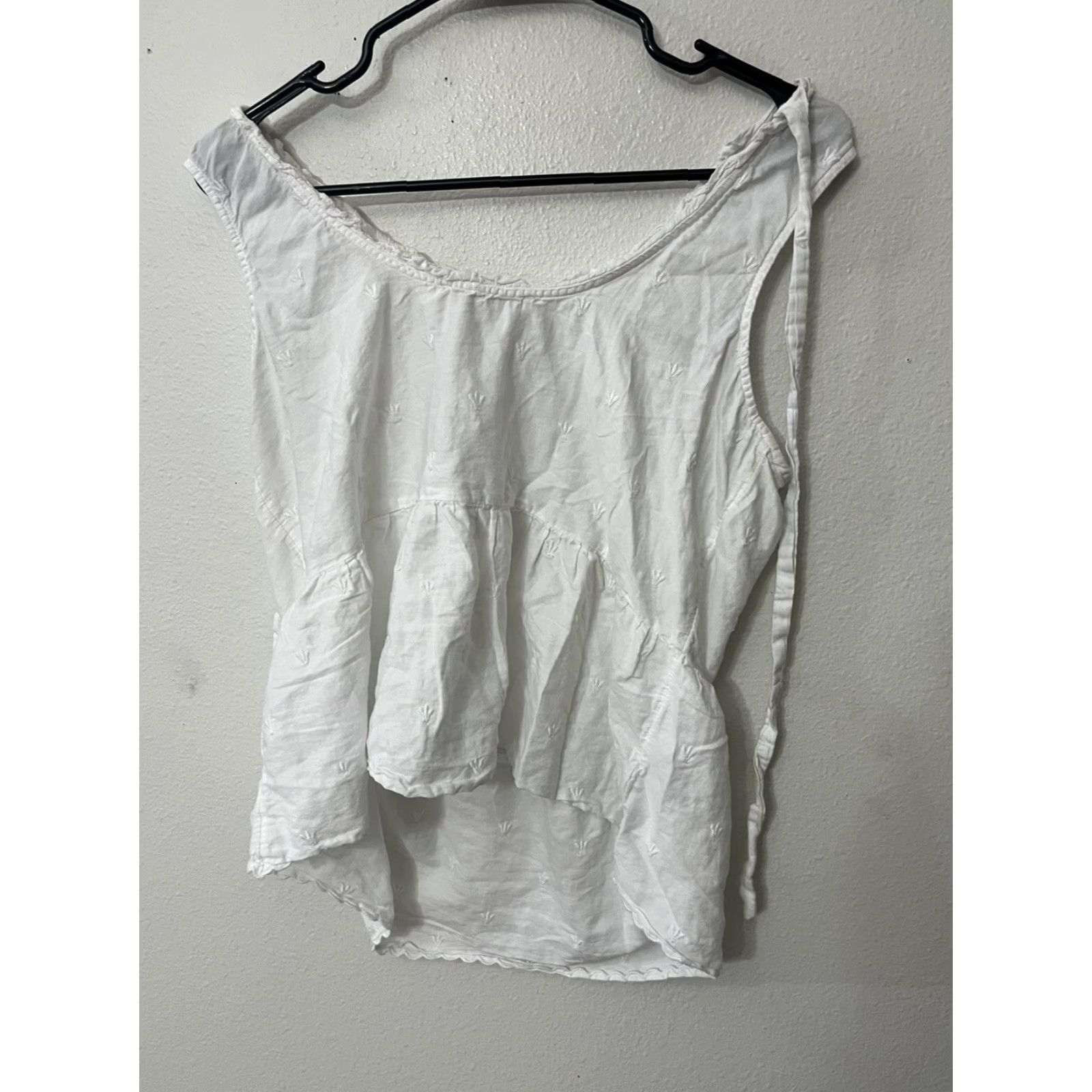 Loft Loft Womens Tank Top Small White Ruffle Knit Lightweight Sleeveless Blouse Casual Knit Top Size S / US 4 / IT 40 - 3 Thumbnail