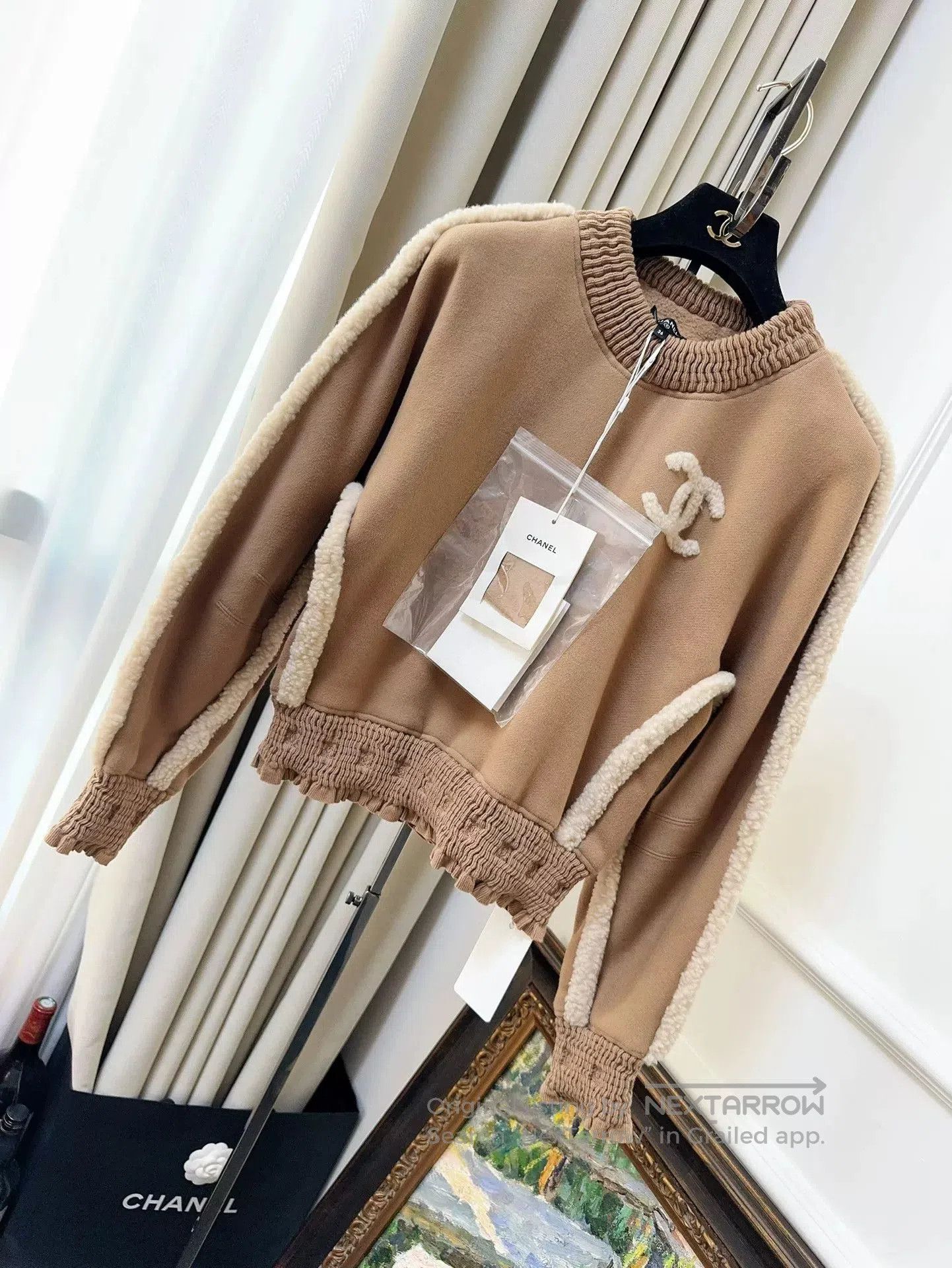 Chanel Brown Teddy Crewneck Logo Sweatshirt.