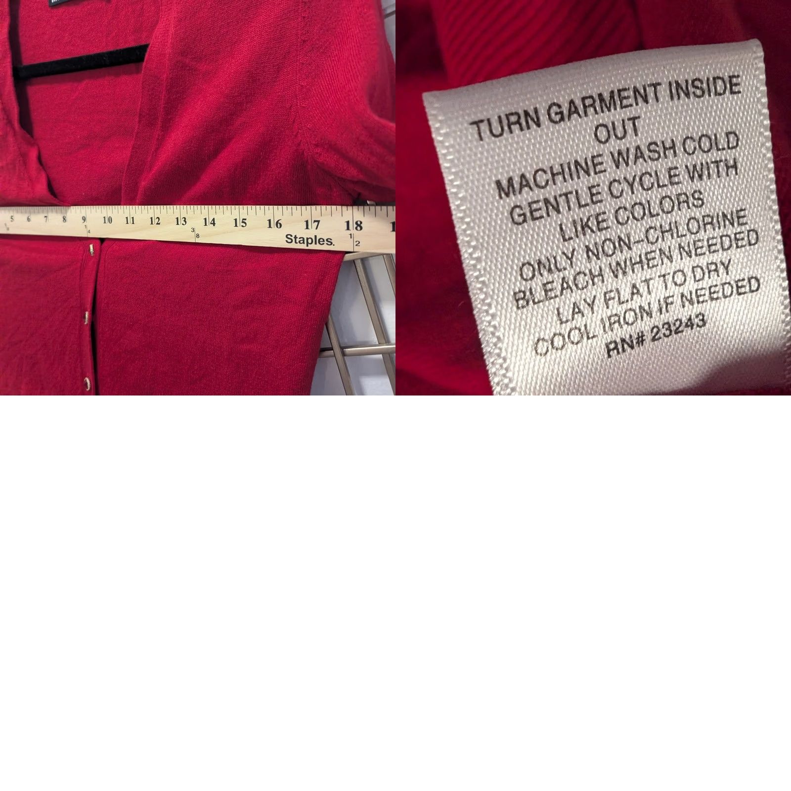 Vintage 7th Avenue NY & Co Red V-Neck Cardigan Sweater Womens M Jewel Button Front Lightweight Knit Casual Workwear Size M / US 6-8 / IT 42-44 - 8 Thumbnail