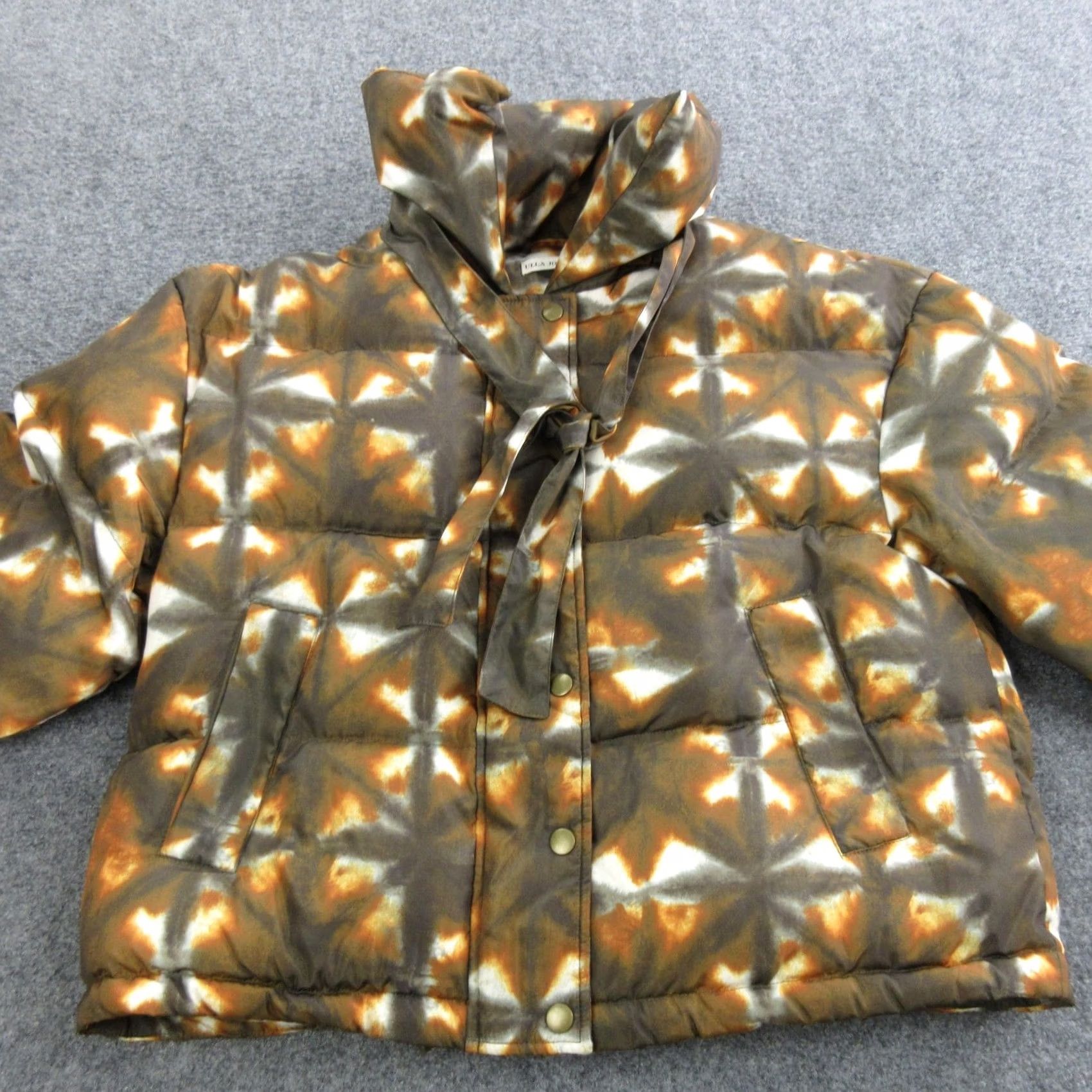 Ulla Johnson Ulla Johnson Jacket Womens M Brown Geometric Puffer Snap Collared Print Size M / US 6-8 / IT 42-44 - 3 Thumbnail