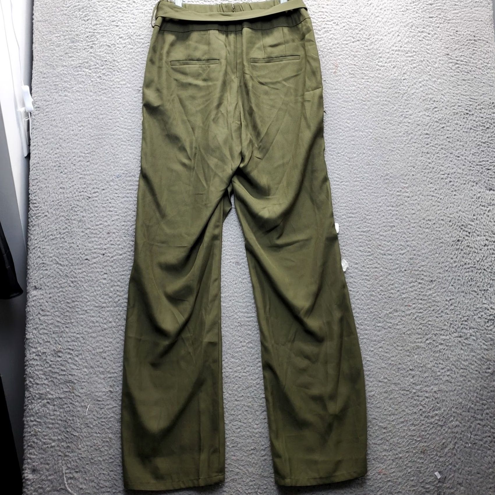 Venus Venus Pants Women Size 8 Green Tie Waist Gold Button Ankle Slit Back Zip Size 30" / US 8 / IT 44 - 2 Thumbnail