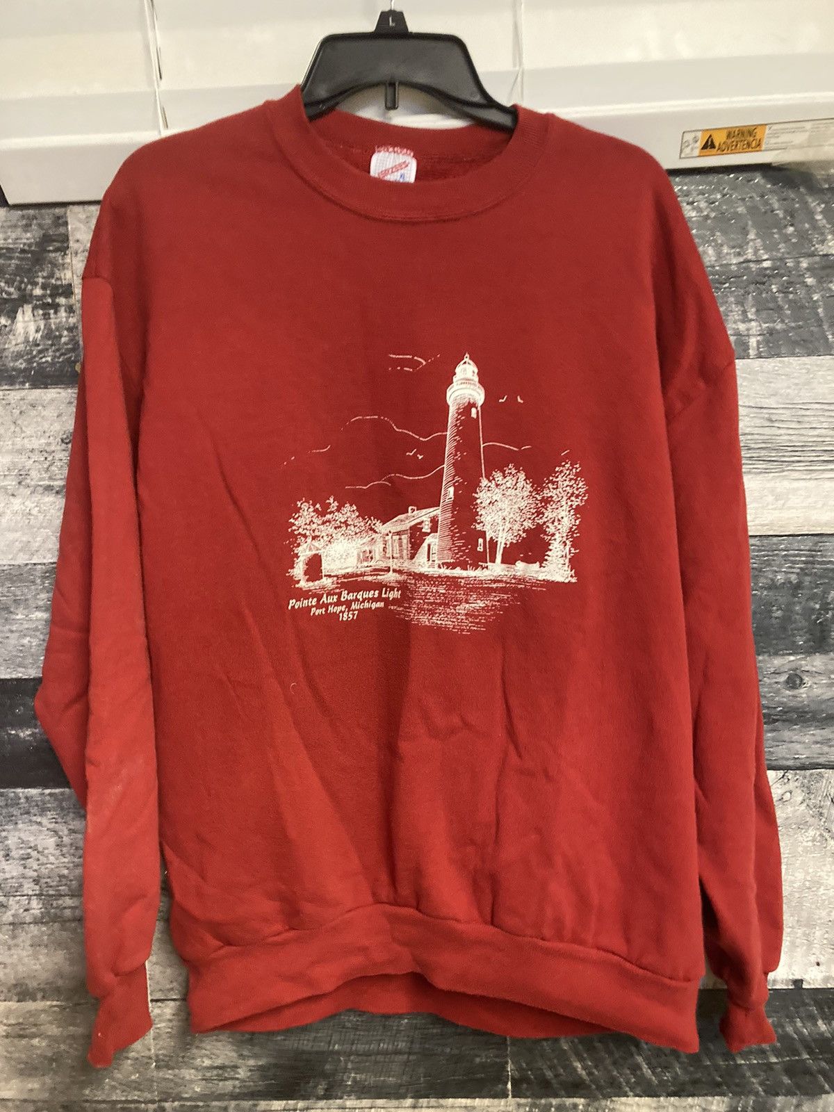 Jerzees × Vintage Vintage Jerzees Port Aux Barques Light red sweater Size US XL / EU 56 / 4 - 1 Thumbnail