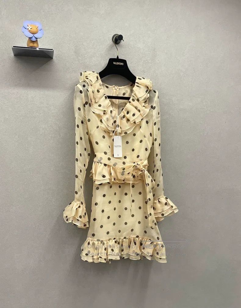 Valentino Valentino Light beige polka dot organza dress Size S / US 4 / IT 40 - 3 Thumbnail