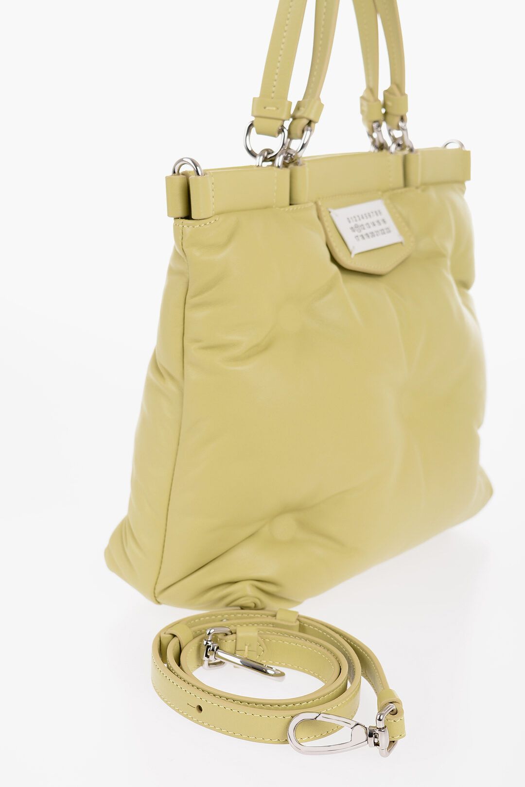 Maison Margiela og1mm1224 Size: OS / Quilted Vegan Leather Handbag in Yellow Size ONE SIZE - 4 Thumbnail