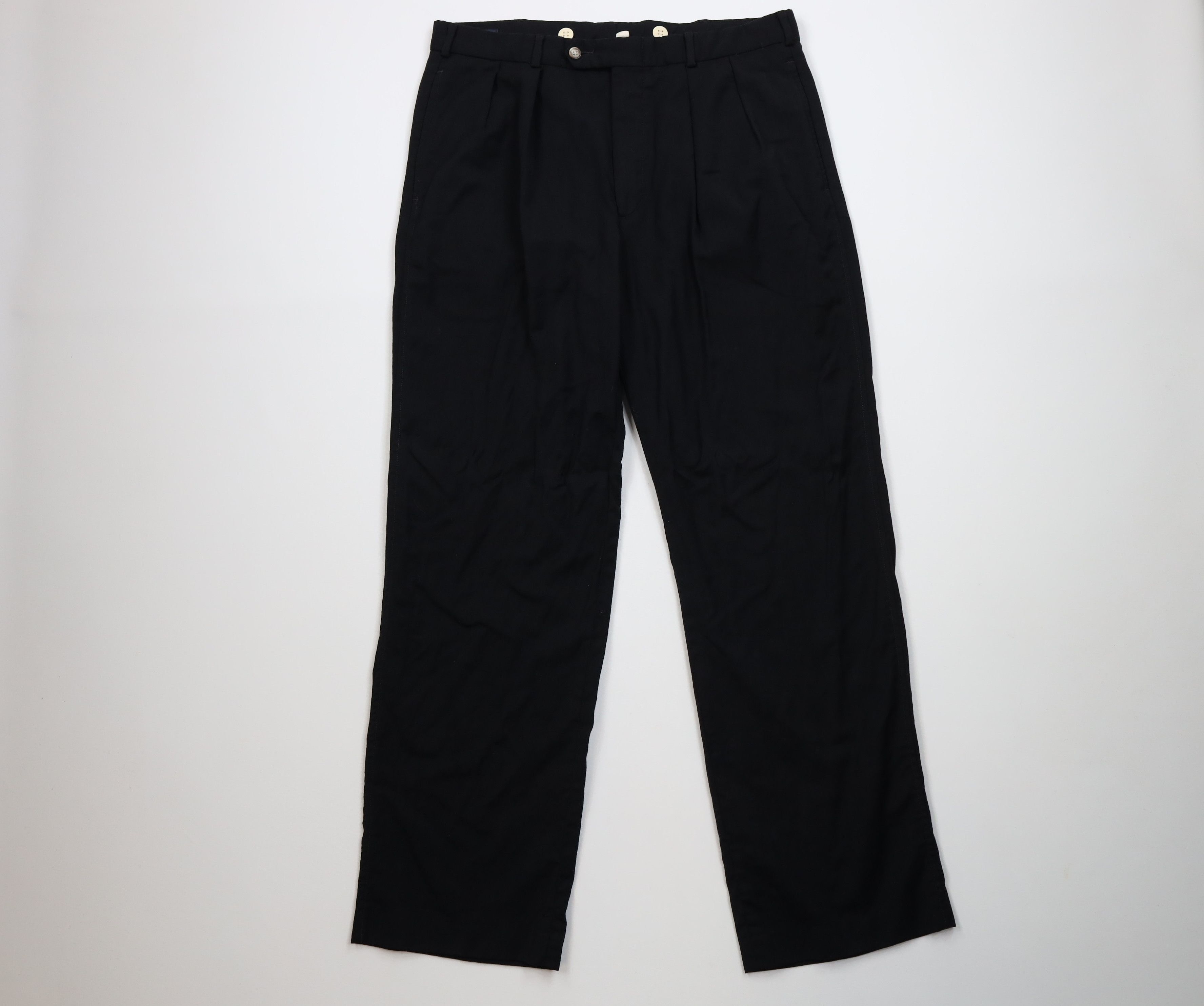Lands' End Vintage 90s Lands End Wide Leg Chino Pants Wool Black USA Size US 34 / EU 50 - 1 Thumbnail