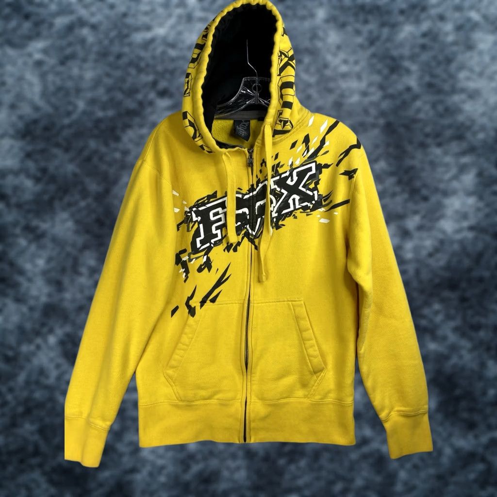 Fox Racing Fox Racing Jacket Jr M Hoodie Yellow Sweatshirt Full Zip Vtg Y2K 2000s Riding Girls Hoodie Yellow Fox Logo Geometric 90s Vintage Size M / US 6-8 / IT 42-44 - 1 Thumbnail