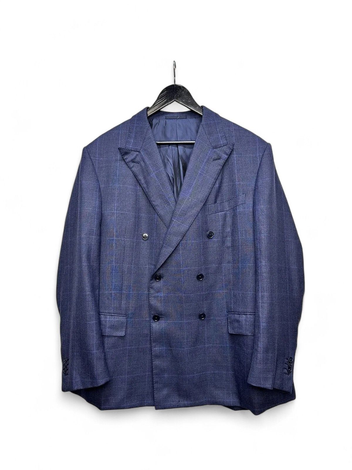 Ermenegildo Zegna Luxury Ermenegildo Zegna Wool Checked Navy Blazer Italy Size 48L - 1 Thumbnail