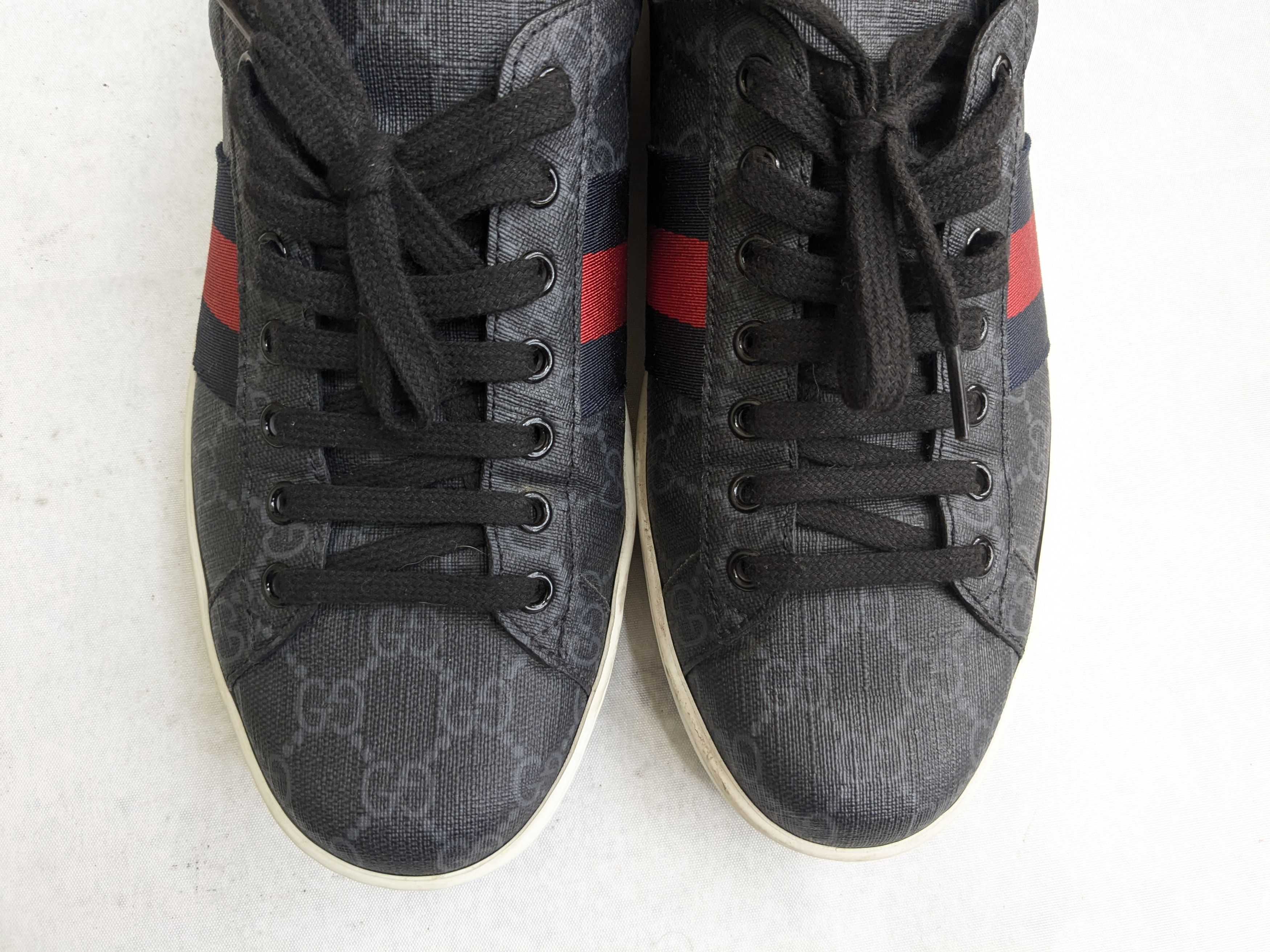 Gucci Gucci Ace Sneakers Black Monogram Canvas Logo GG 9 Size US 9 / EU 42 - 3 Thumbnail