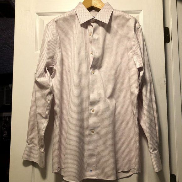 David Donahue men's white cotton dress shirt size:17.5/34-35