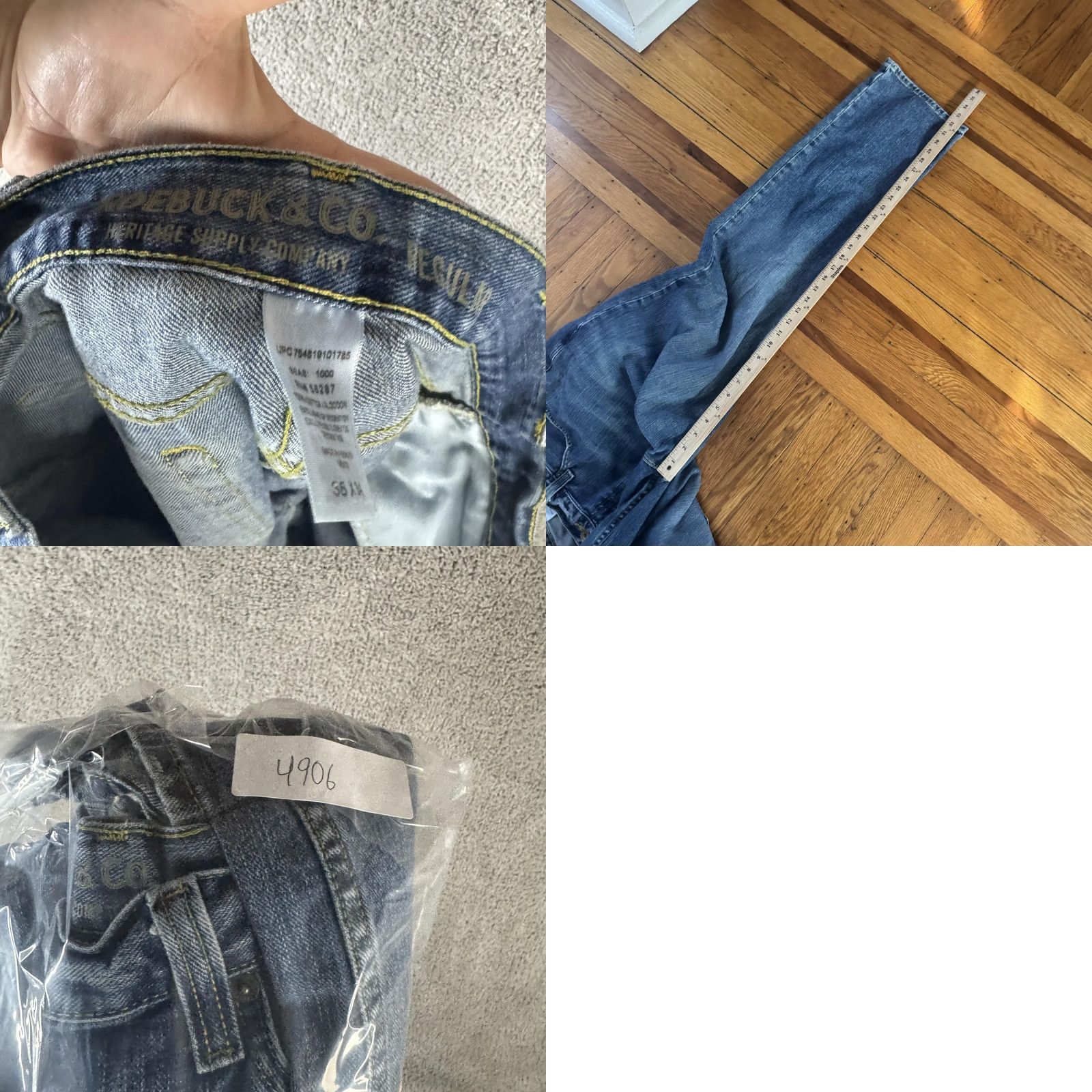 CO Roebuck & Co Jeans Mens 38x34 Blue Relaxed Straight Denim Medium Wash Jeans Size US 38 / EU 54 - 9 Thumbnail
