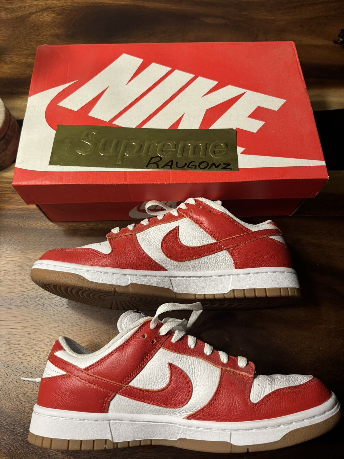 image of Nike Dunk Low By You Shoes in Red, Men's (Size 9)