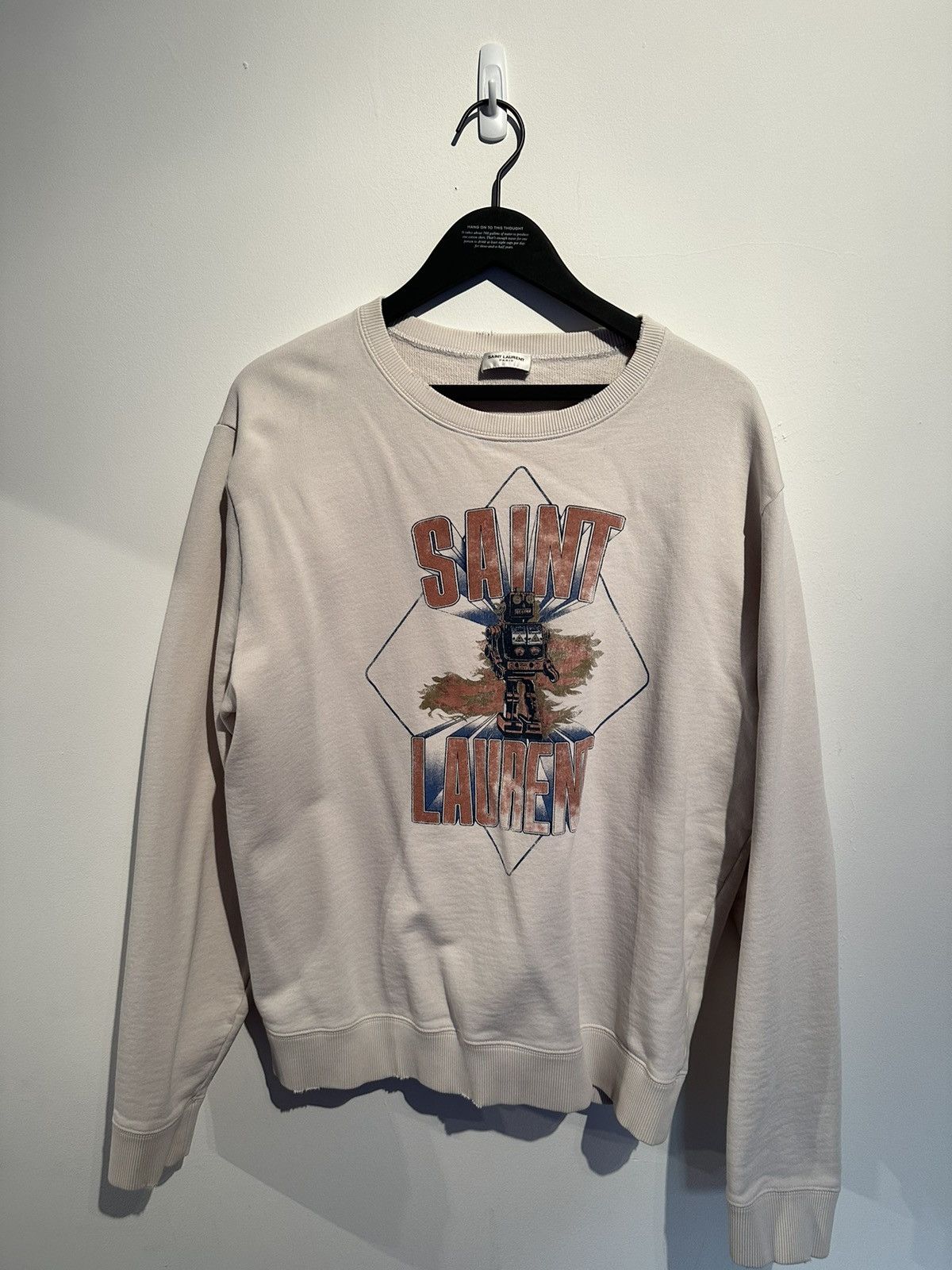 image of Saint Laurent Paris Saint Laurent Robot Sweater in Offwhite, Men's (Size Large)