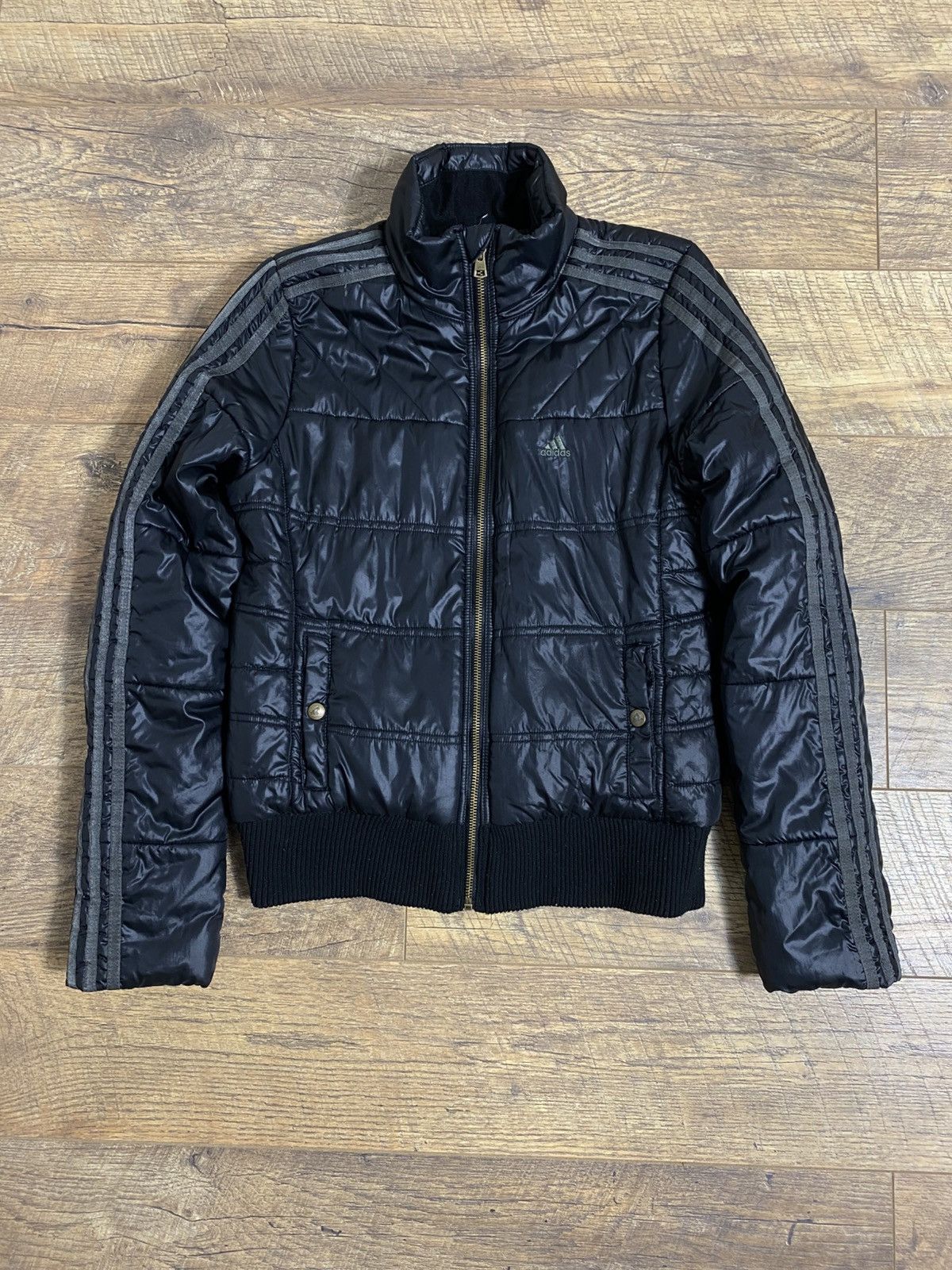 Adidas Adidas Black Puffer Jacket Gold Hardware 3-Stripes M Size M / US 6-8 / IT 42-44 - 1 Thumbnail