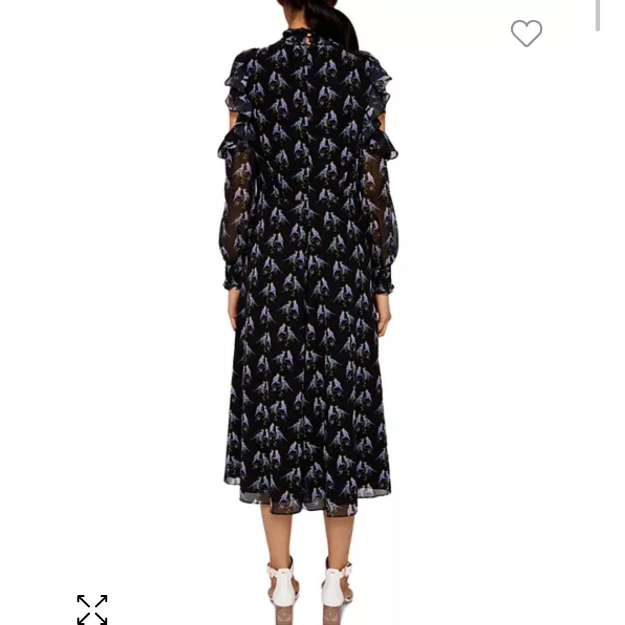 Ted Baker Ted Baker Hilaina Love Birds Black Cold-Shoulder Midi Dress Size M / US 6-8 / IT 42-44 - 2 Thumbnail