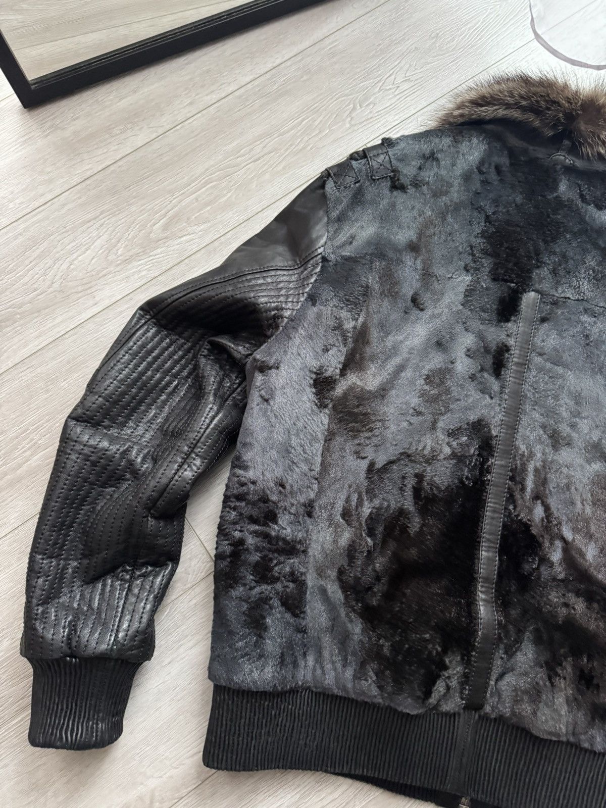 Vintage Levinson Black Leather Shearling Bomber Jacket Size US M / EU 48-50 / 2 - 8 Thumbnail