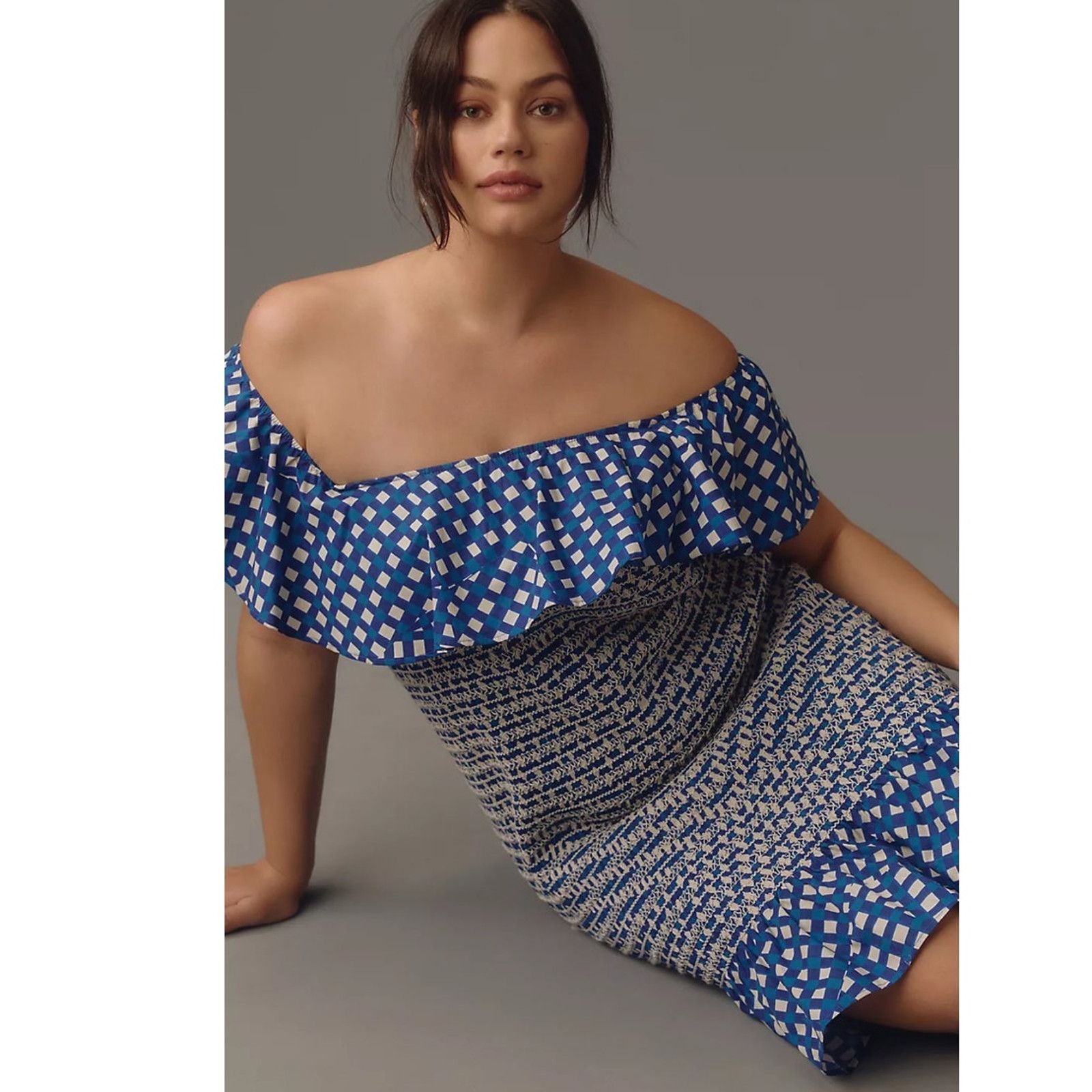 Anthropologie × Corey Lynn Calter NWT Off-The-Shoulder Smocked Mini Dress $198 XSP Size XS / US 0-2 / IT 36-38 - 7 Thumbnail
