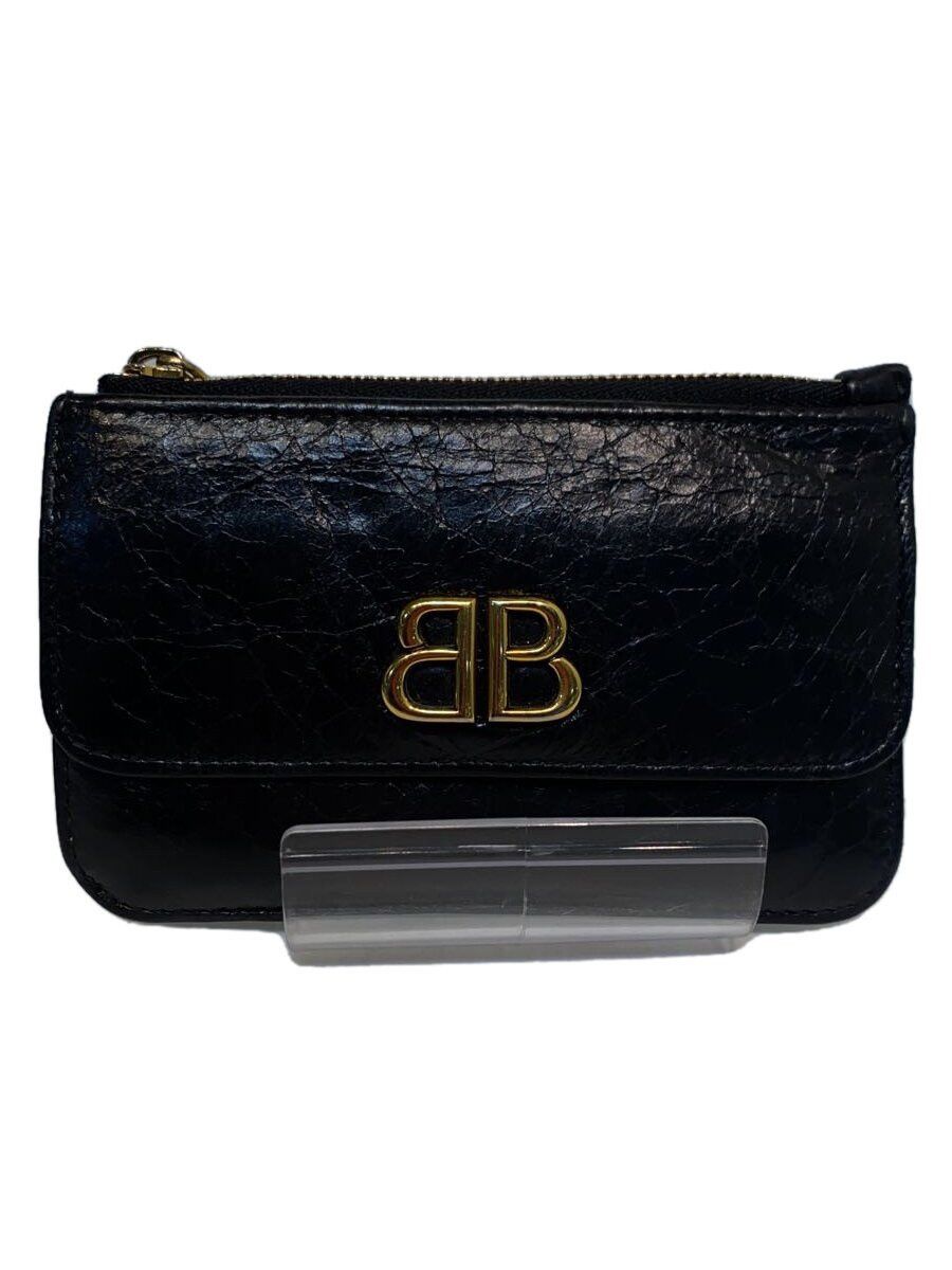 Balenciaga Balenciaga Monaco Flap Leather Coin & Card Holder Black Size ONE SIZE - 1 Thumbnail