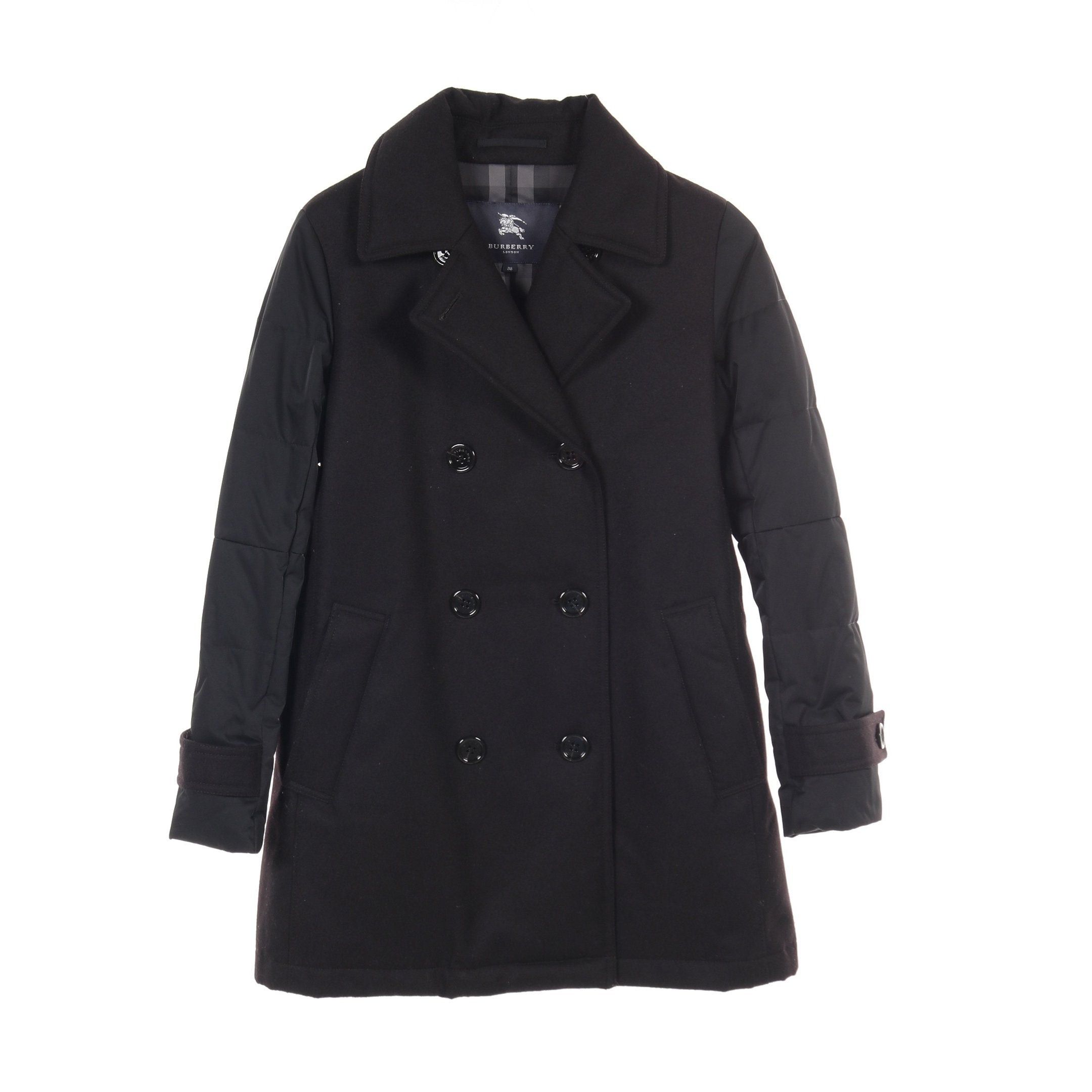 Burberry Burberry Pea Coat Down Wool Black Color-Block Size ONE SIZE - 1 Thumbnail