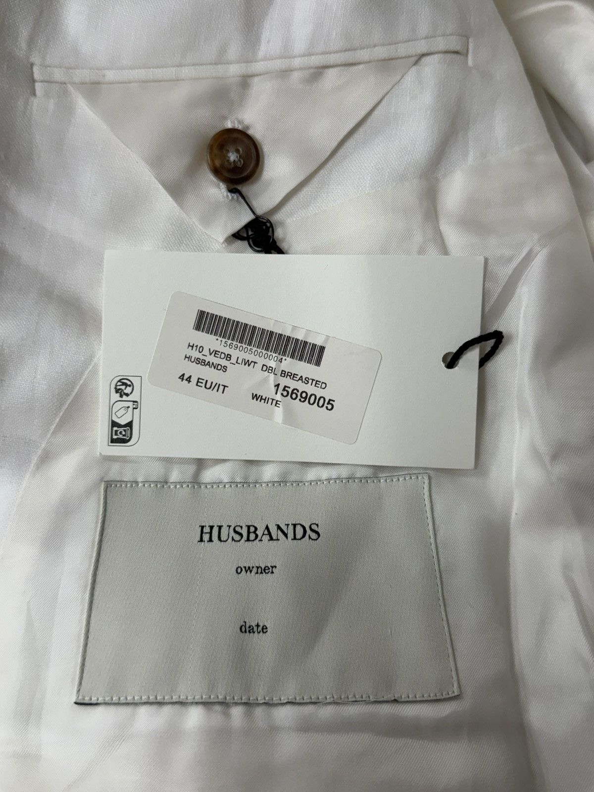 HUSBANDS White Linen Double Breasted Blazer Size 36R - 10 Thumbnail