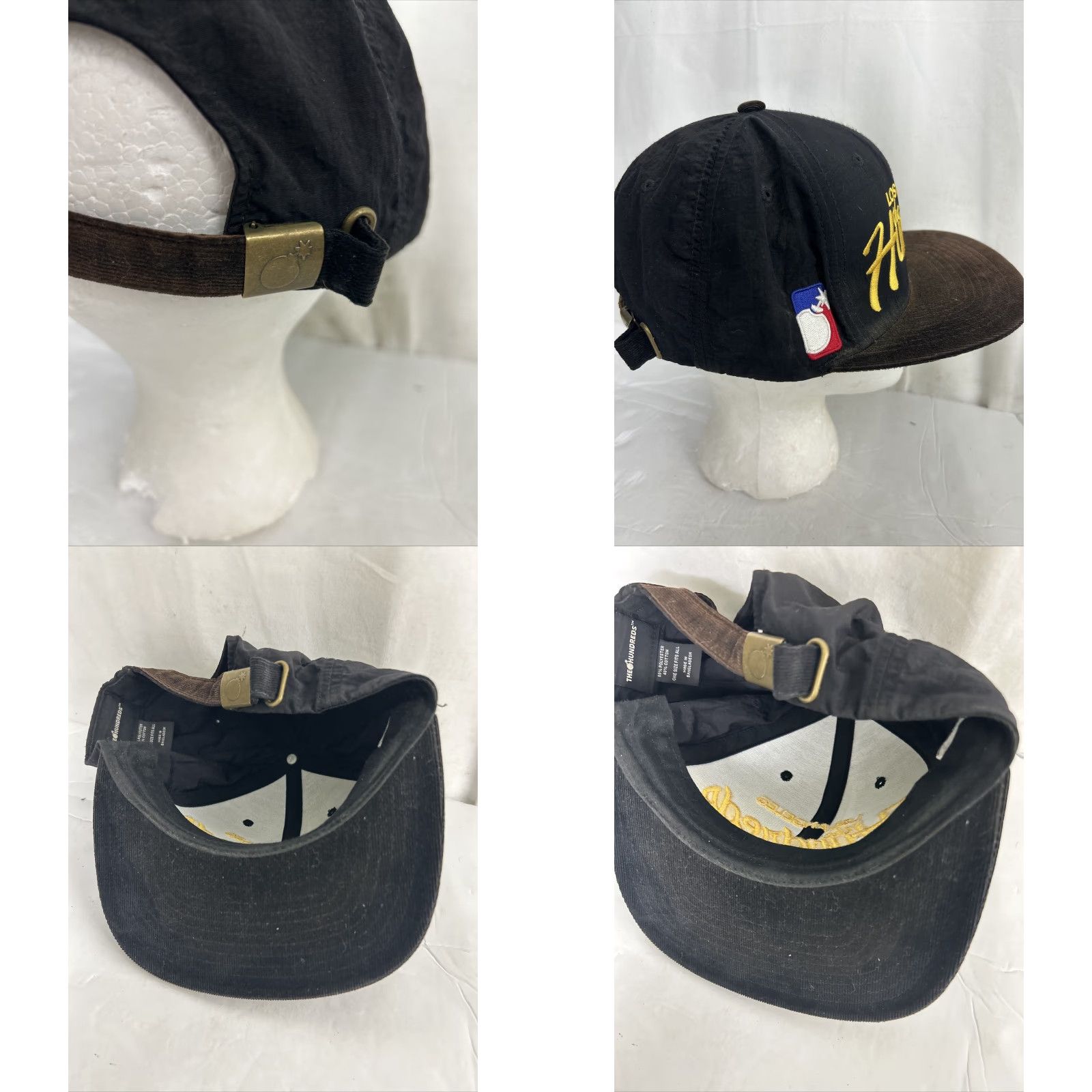 The Hundreds VINTAGE The Hundreds Los Angeles Black Gold Brown Cap Corduroy Brim Bomb Strap Back Size ONE SIZE - 8 Thumbnail