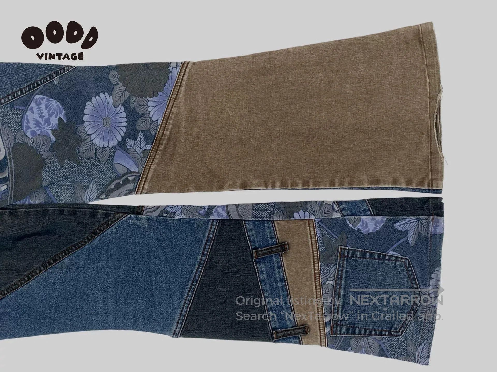 5351 POUR LES FEMMES 00s Patchwork Flared Denim Pants. Size 24" / US 00 / IT 34 - 5 Thumbnail