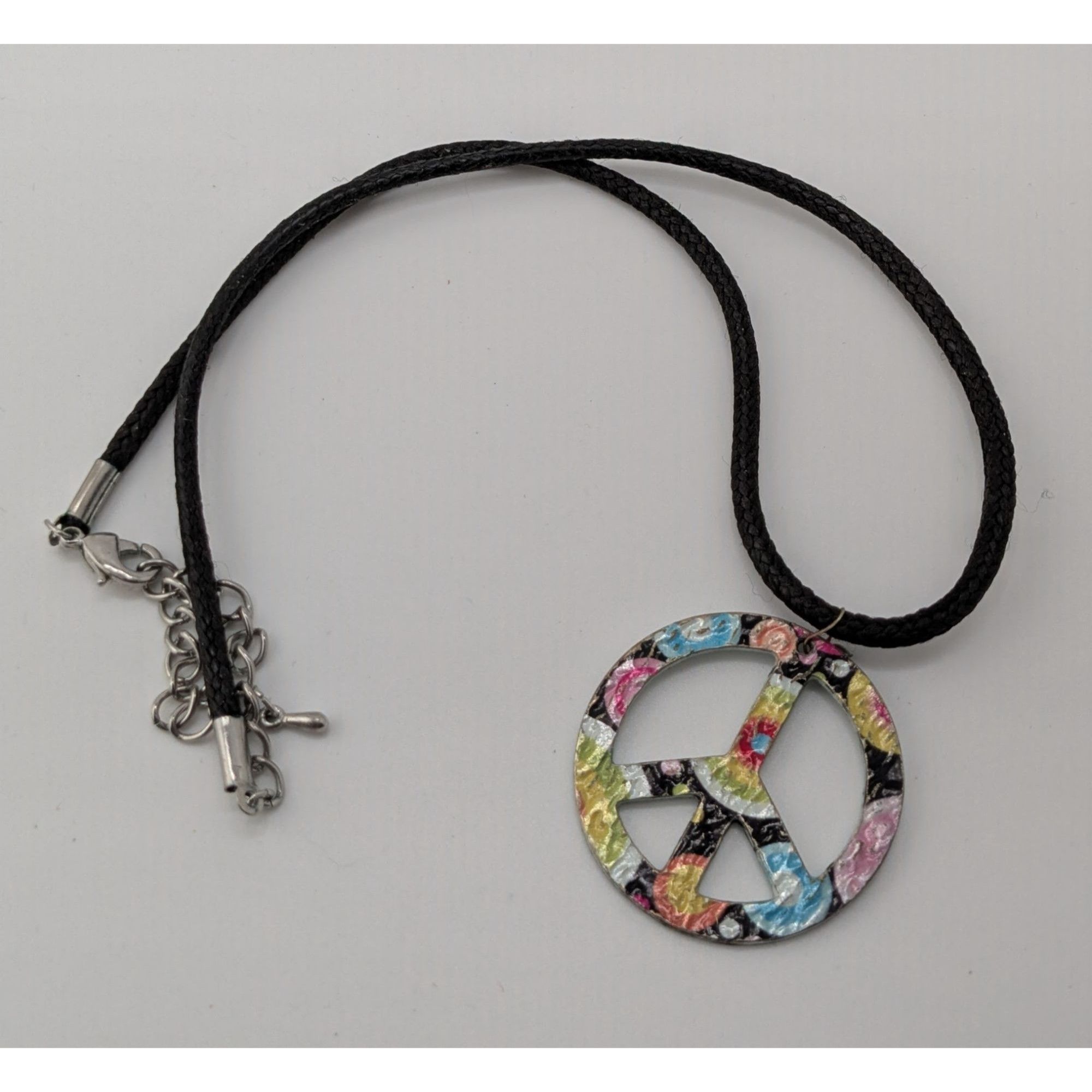 Other Rainbow Floral Hippie Peace Sign Pendant Necklace Size ONE SIZE - 6 Thumbnail