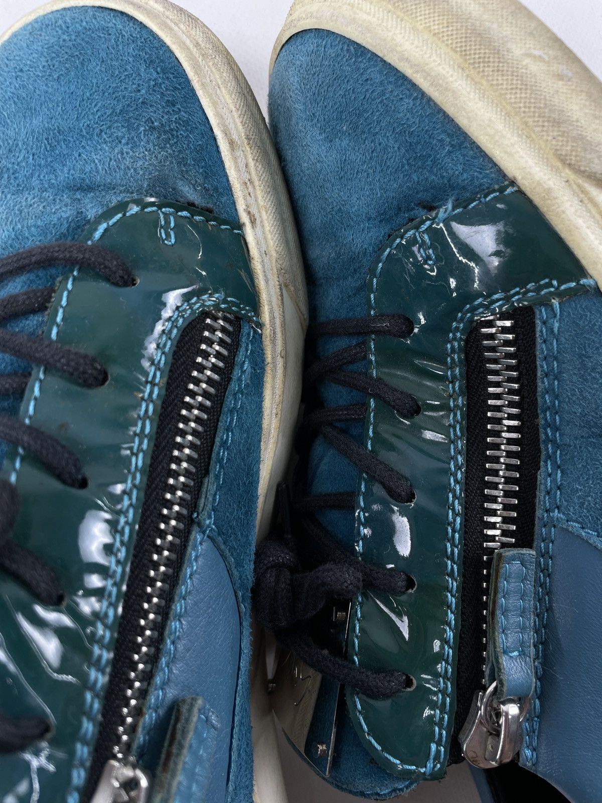 Designer × Giuseppe Zanotti Frankie Leather-Suede Double-Zip Low-Top Sneakers Shoes Size US 8.5 / IT 38.5 - 16 Thumbnail