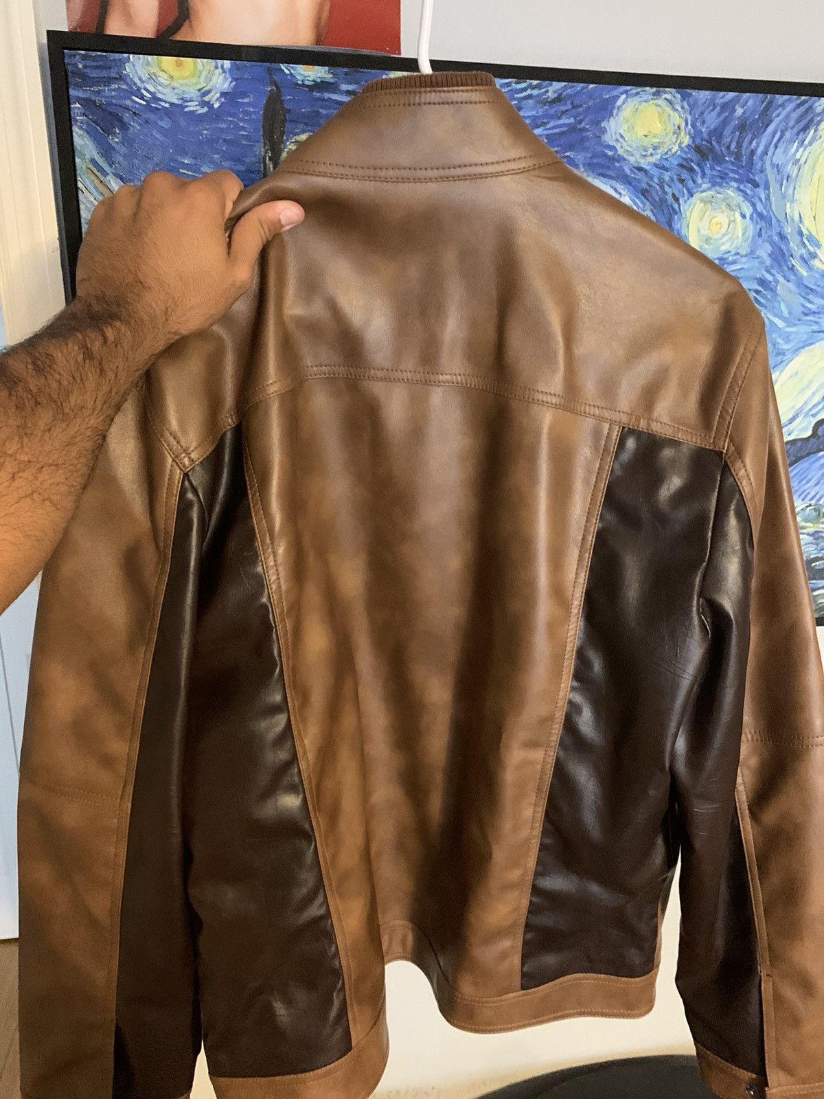 Designer × I.N.C INC Brown Leather Jacket *New Size US L / EU 52-54 / 3 - 3 Thumbnail