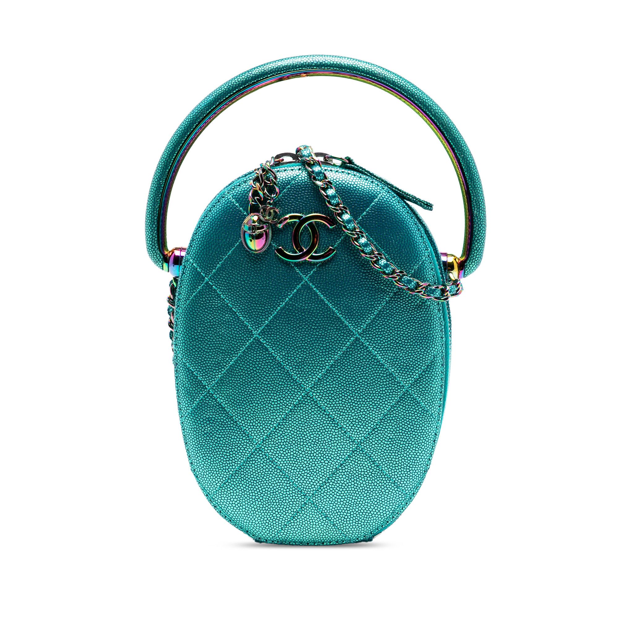 Chanel Chanel Quilted Metallic Caviar Rainbow Hardware Oval Camera Bag Size ONE SIZE - 1 Thumbnail