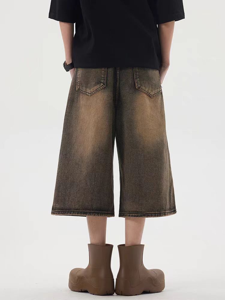 Vintage Vintage wide-leg wasteland style washed loose denim shorts Size US 33 - 5 Thumbnail