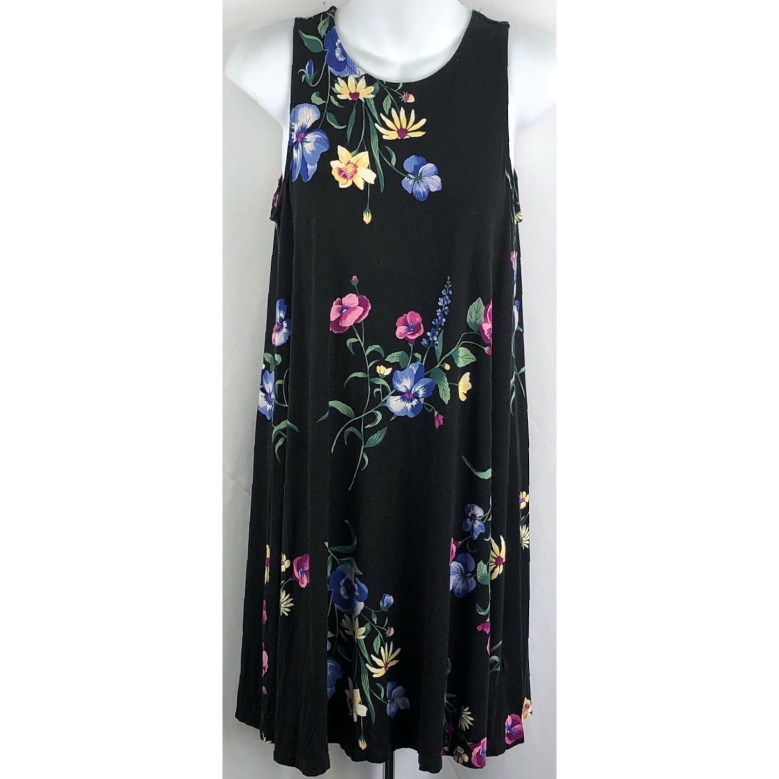 Old Navy VINTAGE Old Navy Slip Dress Women's S Black Floral Knee Length Sleeveless A Line 90s Y2K Dress Size S / US 4 / IT 40 - 5 Thumbnail
