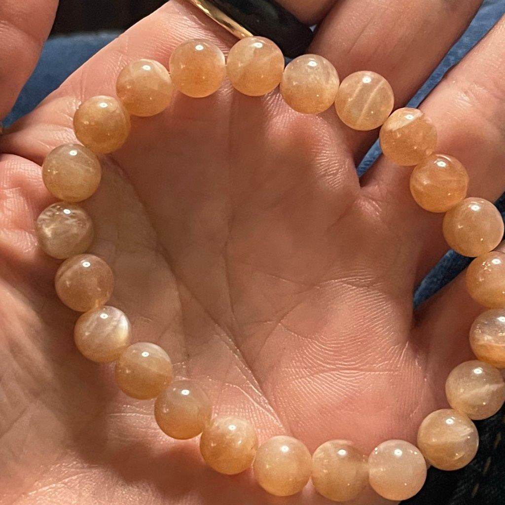 Other Sunstone flash beaded bracelet stretch 8mm 7.5” natural crystal NEW Size ONE SIZE - 7 Thumbnail