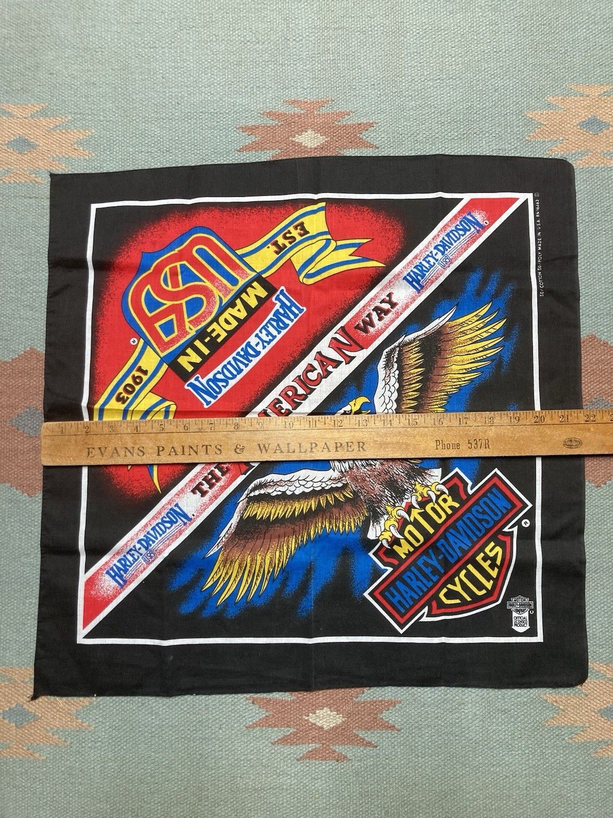 Vintage vtg 80s Harley Davidson bandana the American way biker eagle Size ONE SIZE - 5 Thumbnail