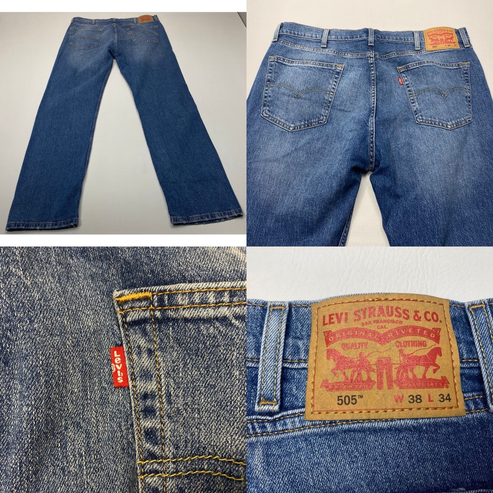 Levi's Levi's 505 Jeans Regular Fit 2-Way Stretch 38x34 Blue Denim Men's Jeans 505 Red Tag NWT 7923 Size US 38 / EU 54 - 8 Thumbnail