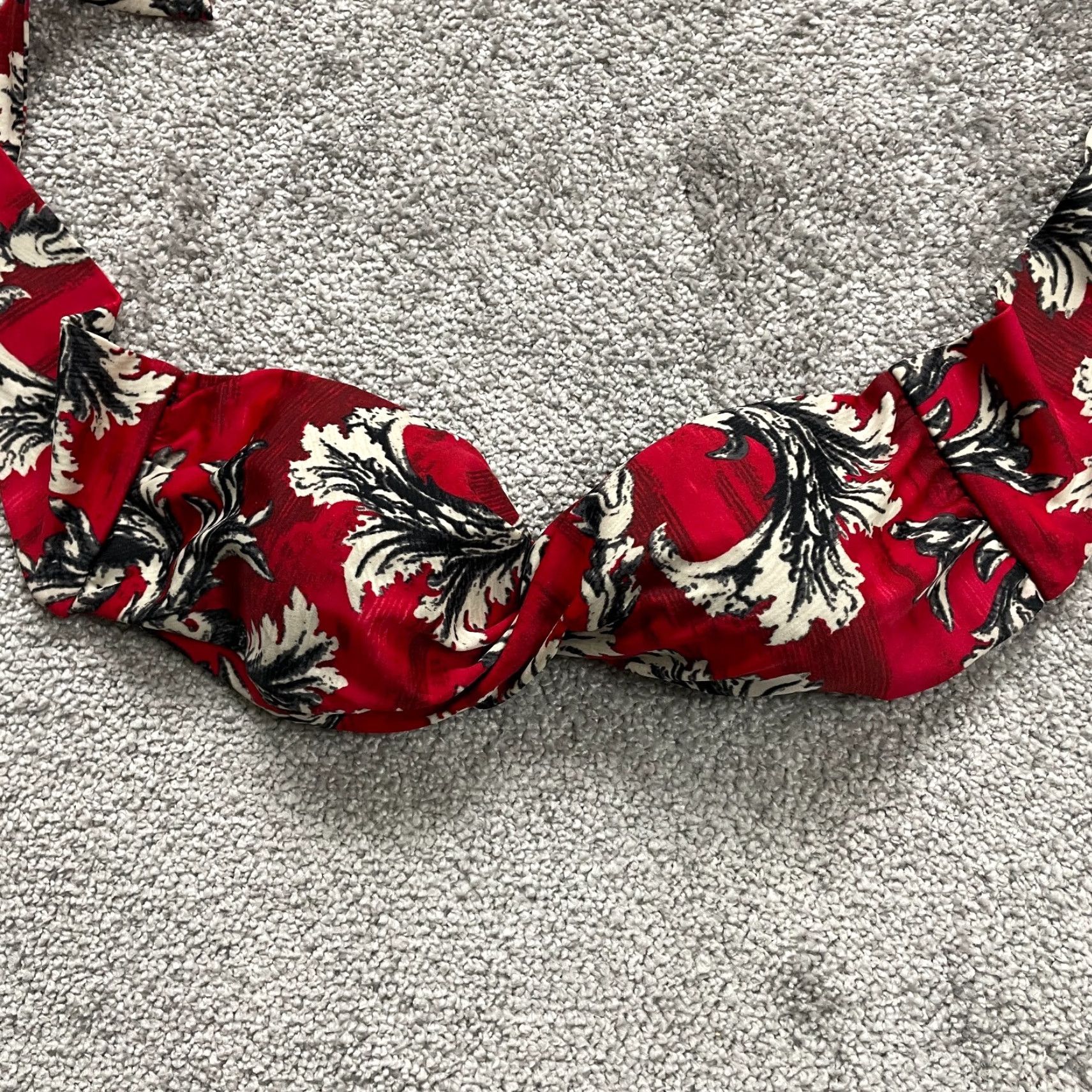 Vintage Sunsets Women's Bikini Top Strapless Padded Red Floral Bandeau Swimsuit Small Beach Activewear Size S / US 4 / IT 40 - 3 Thumbnail