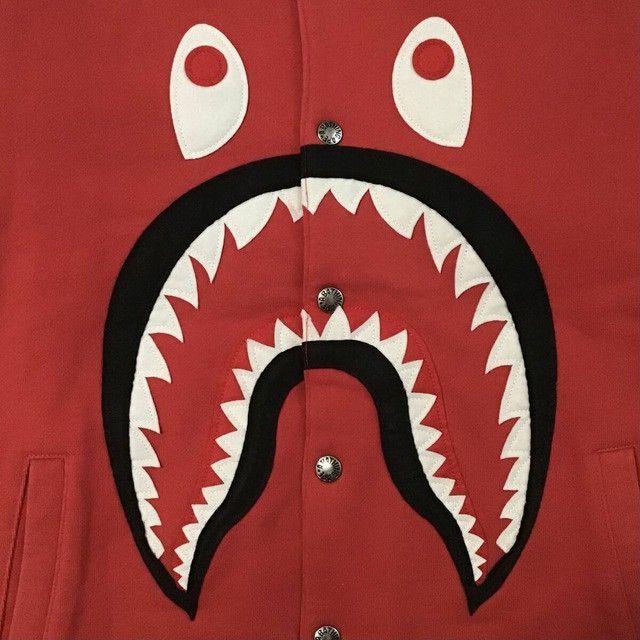 Bape BAPE SHARK SWEAT VARSITY JACKET a bathing ape Size US M / EU 48-50 / 2 - 2 Thumbnail